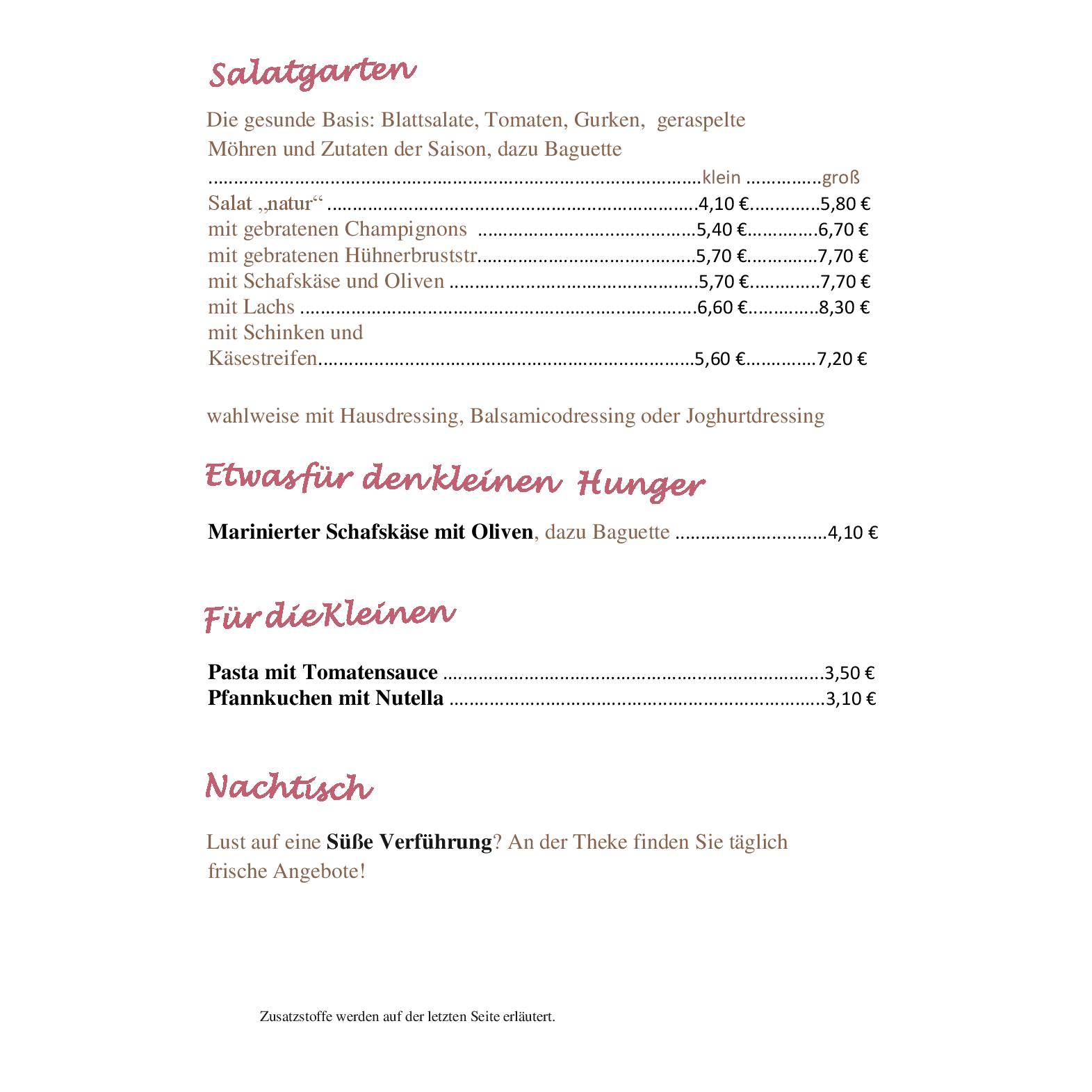 Speisekarte Café Balduin in Trier, Seite 6