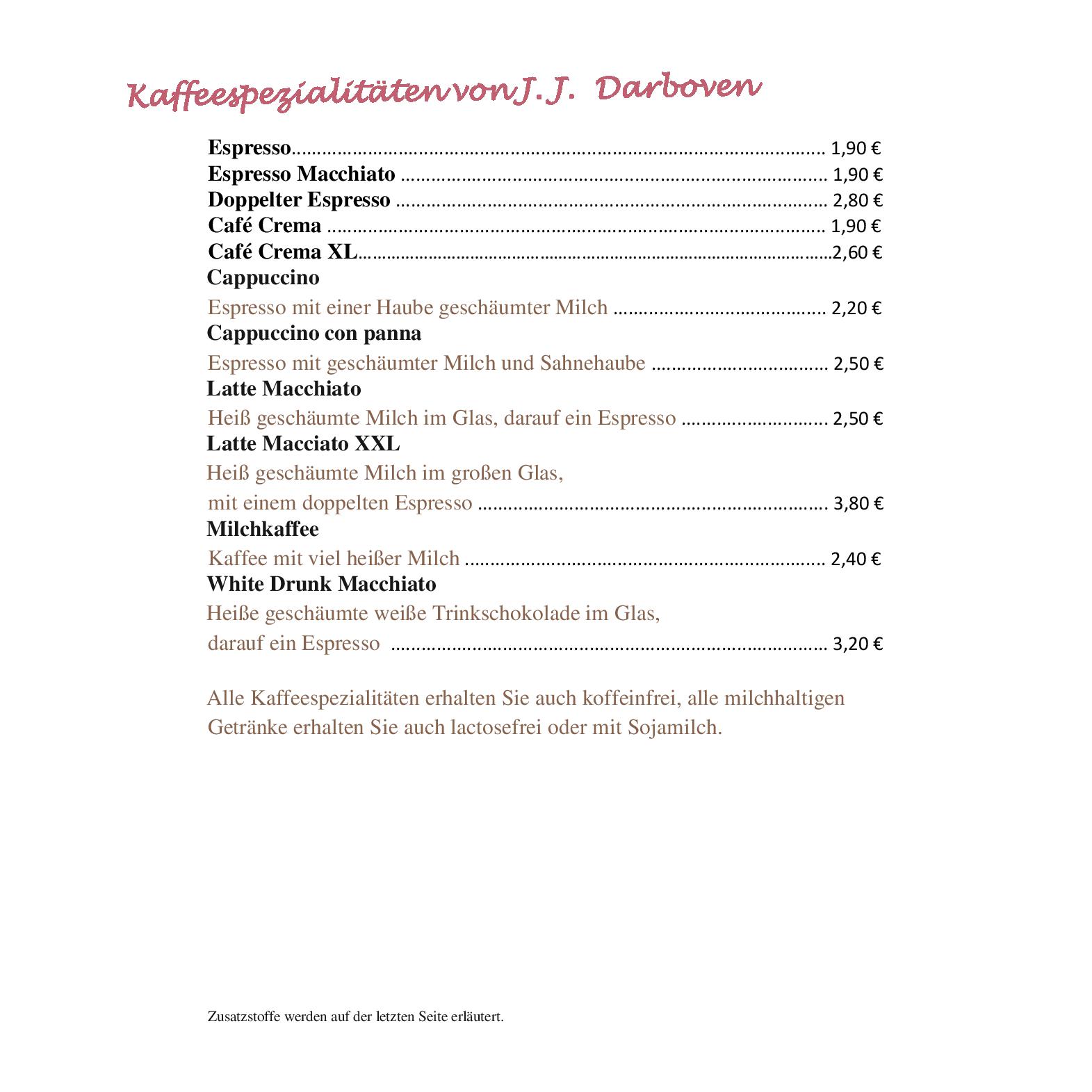 Speisekarte Café Balduin in Trier, Seite 8