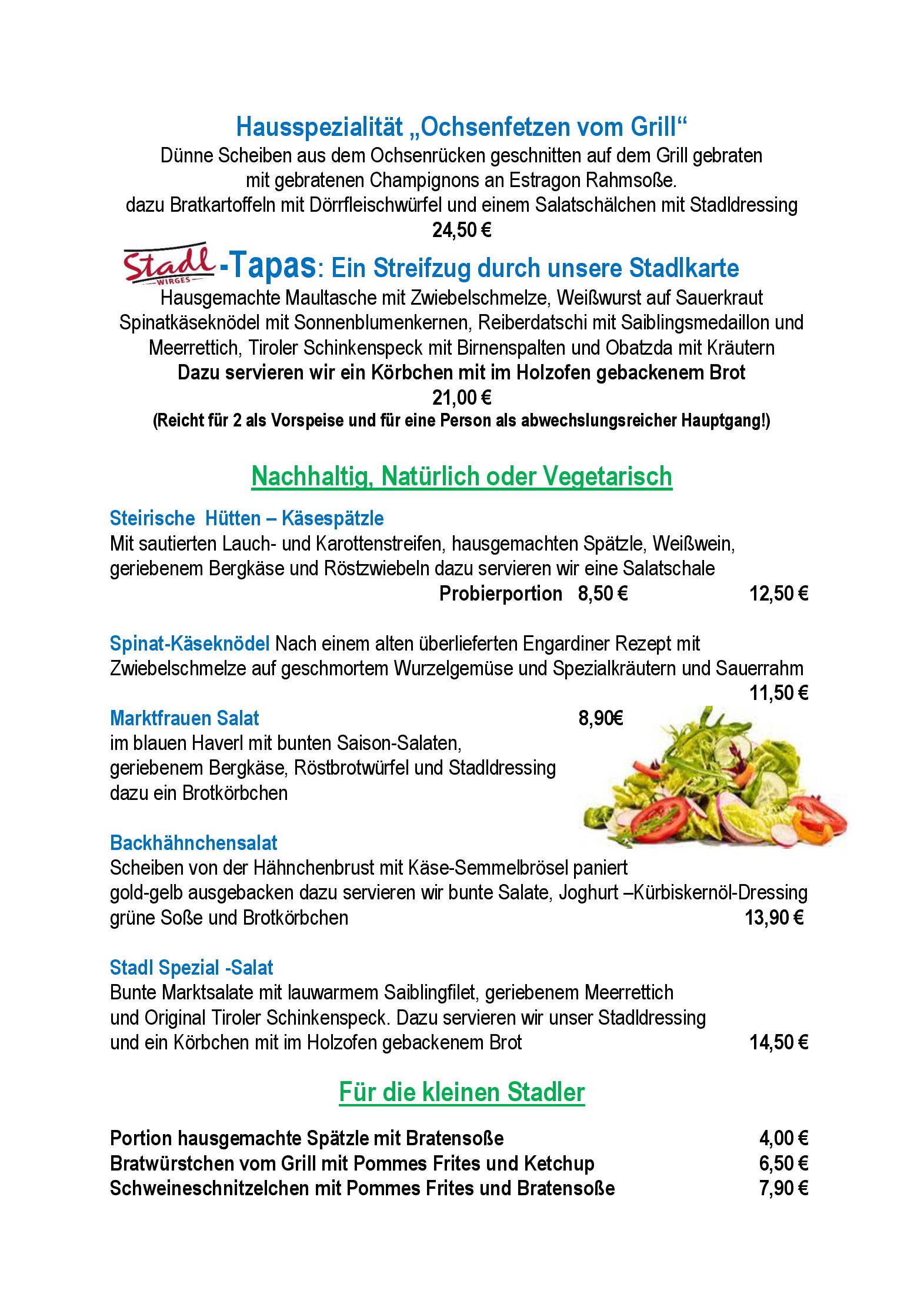 Speisekarte Stadl Wirges in Wirges, Seite 4