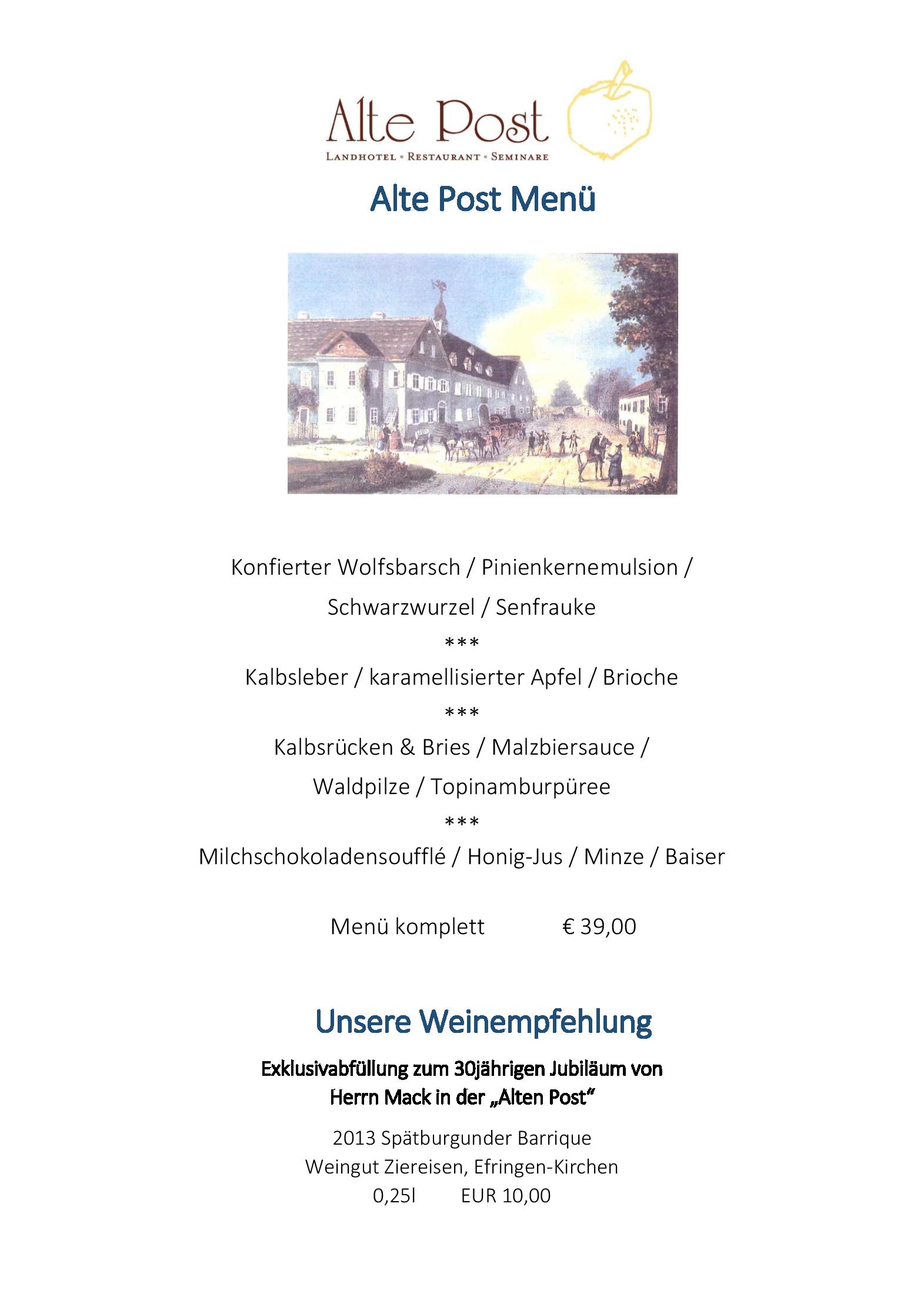 Speisekarte Landhotel Alte Post in Müllheim, Seite 3