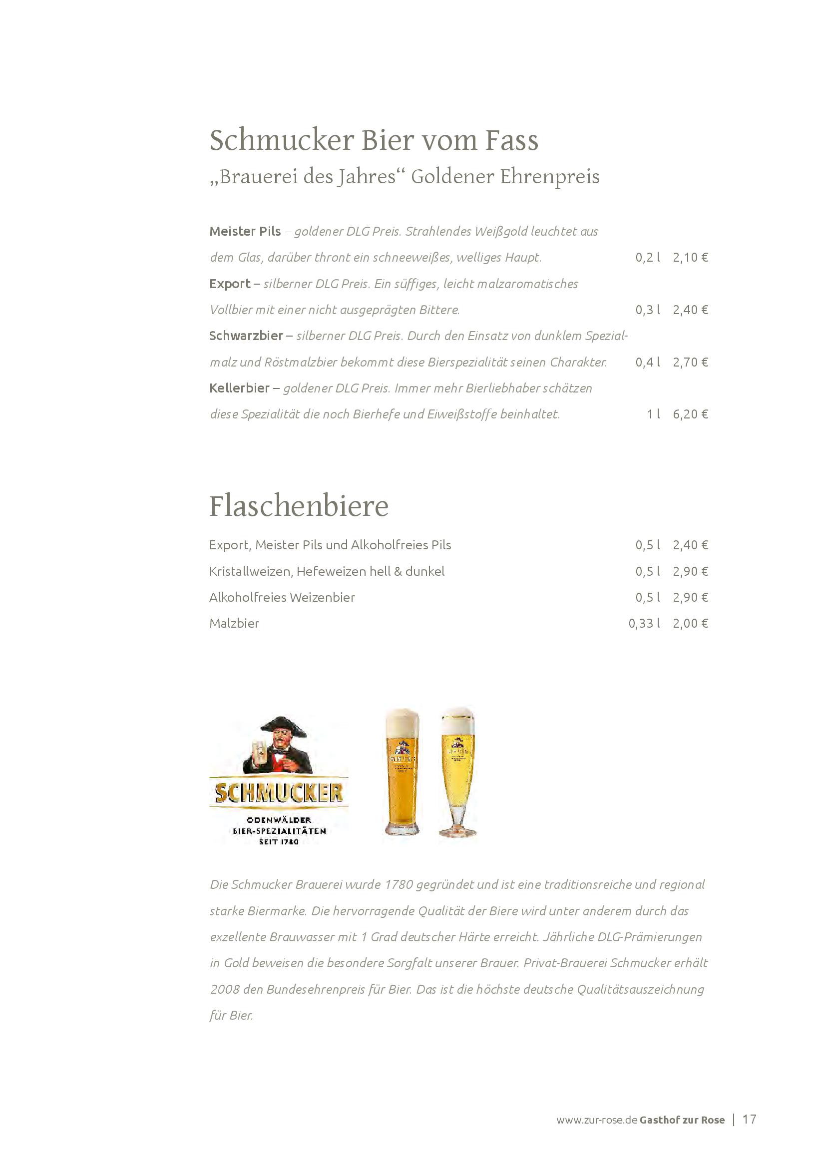 Speisekarte Gasthof zur Rose in Weinheim, Seite 17