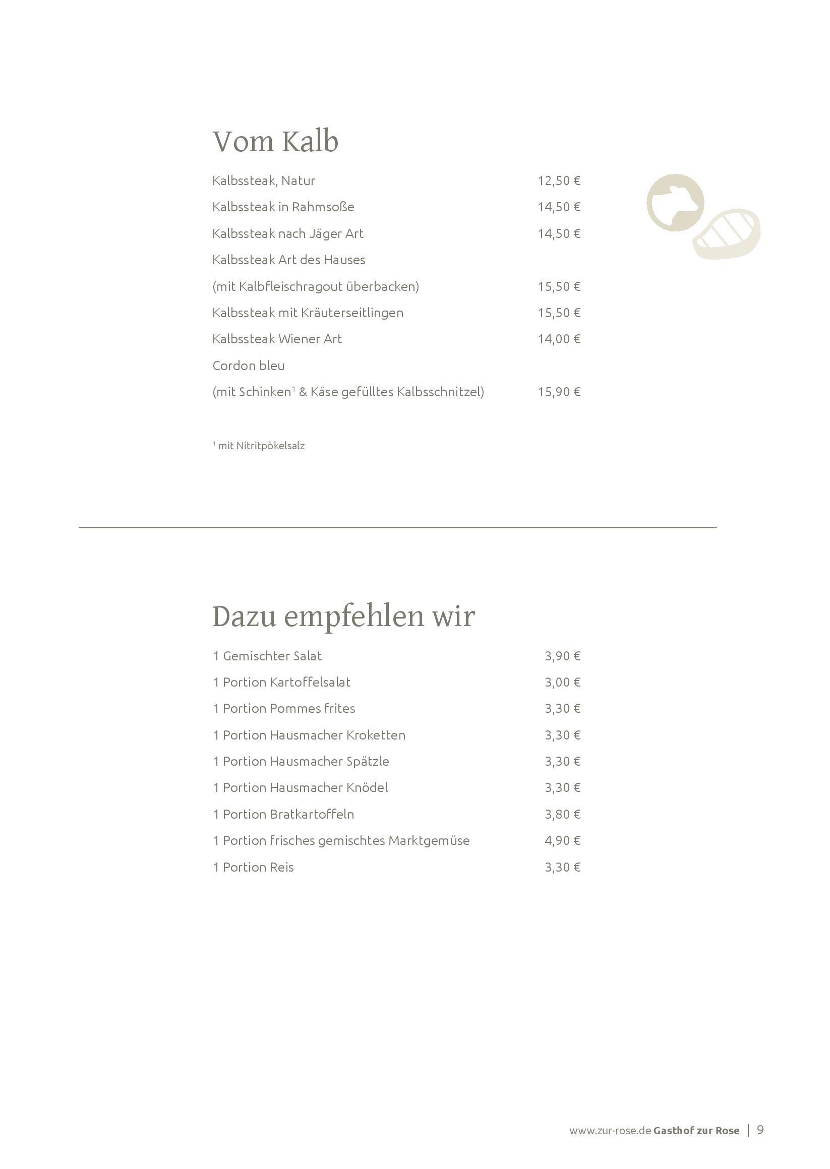 Speisekarte Gasthof zur Rose in Weinheim, Seite 9
