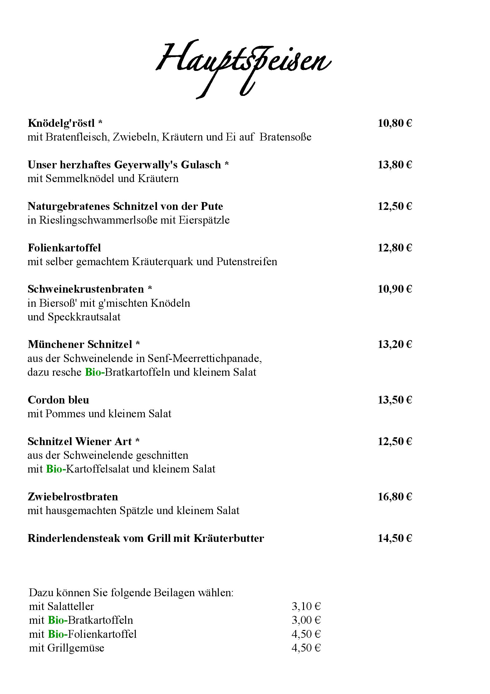 Speisekarte Zur Geyerwally in München, Seite 7