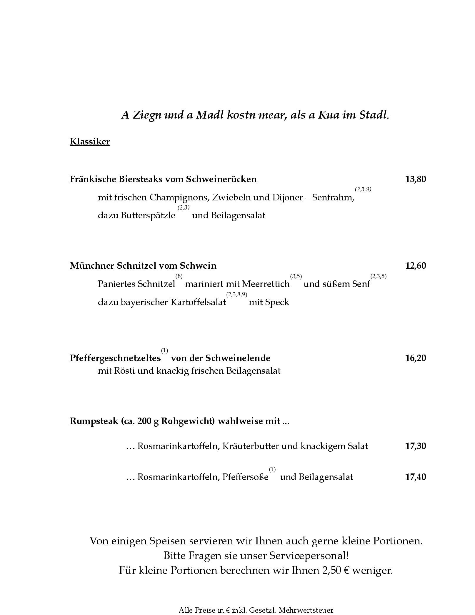 Speisekarte Brauhaus zu Coburg in Coburg, Seite 5