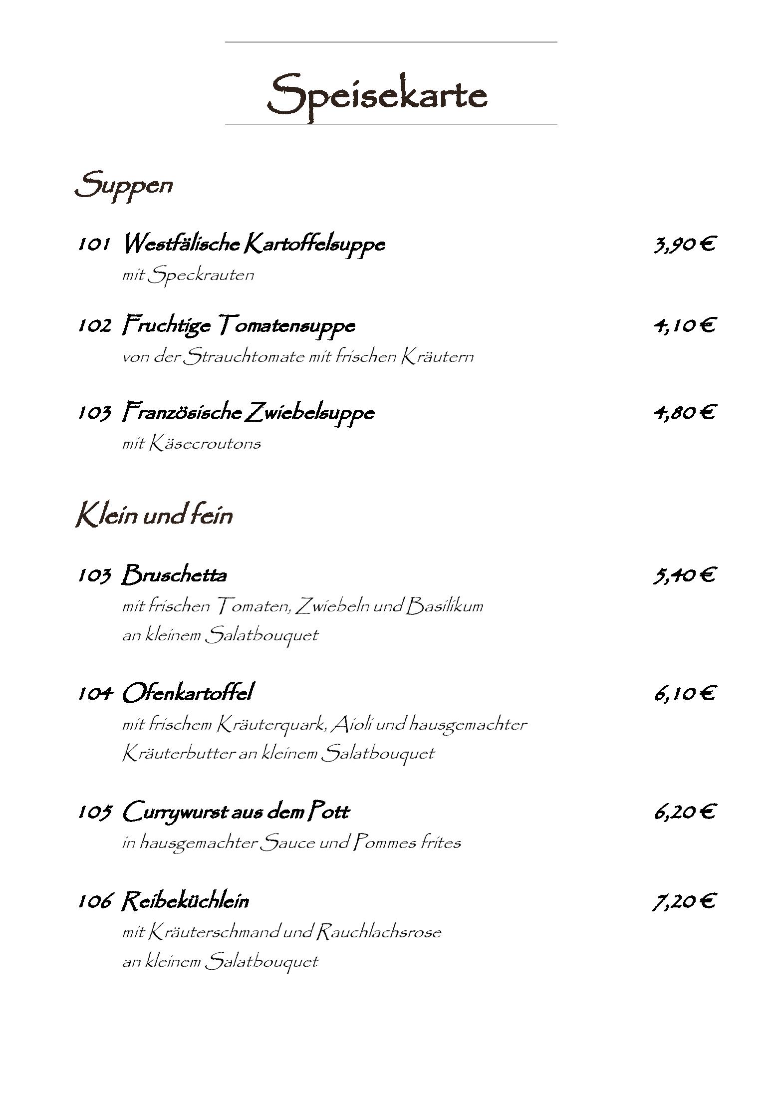 Speisekarte Overbeckshof in Bottrop, Seite 1