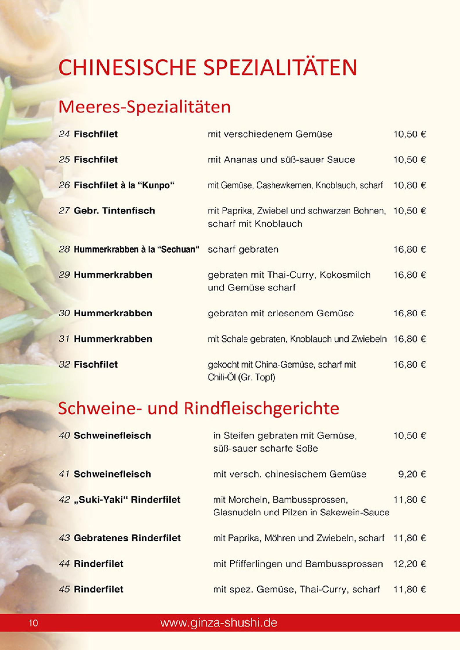 Speisekarte Japan & China Restaurant GINZA in Reutlingen, Seite 10