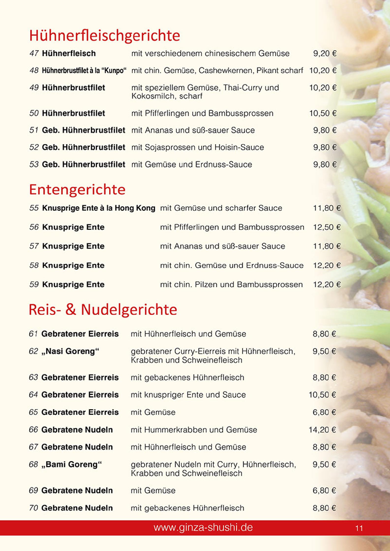 Speisekarte Japan & China Restaurant GINZA in Reutlingen, Seite 11