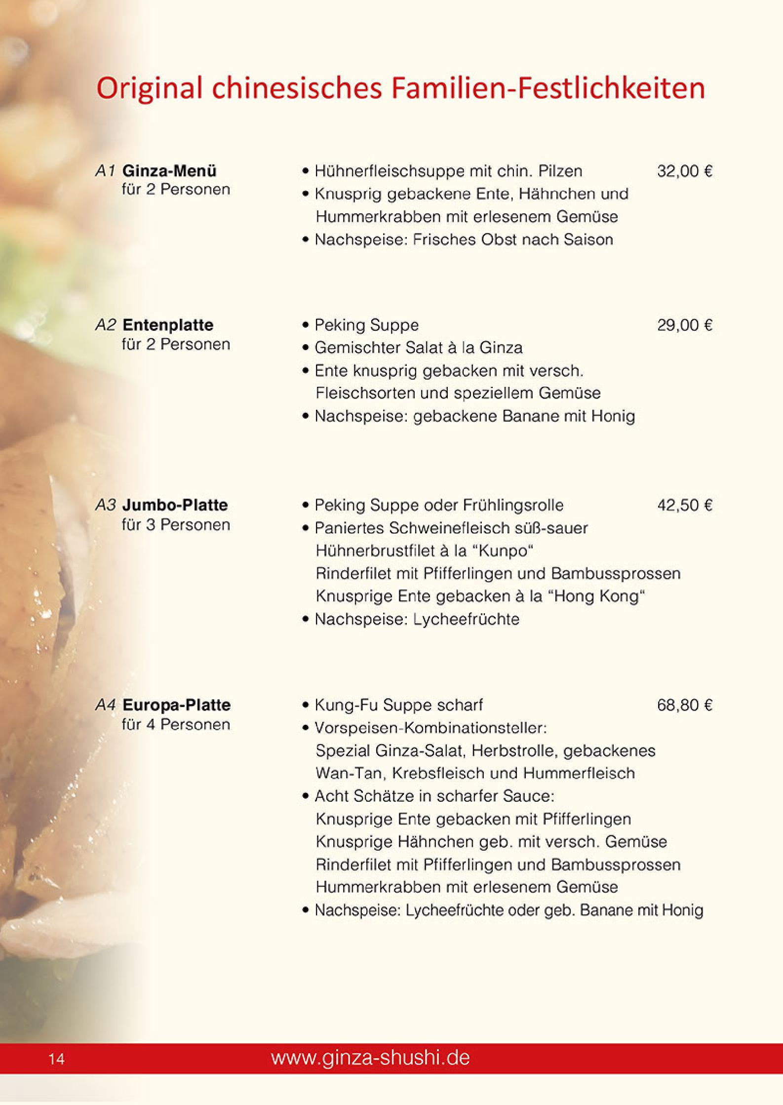 Speisekarte Japan & China Restaurant GINZA in Reutlingen, Seite 14
