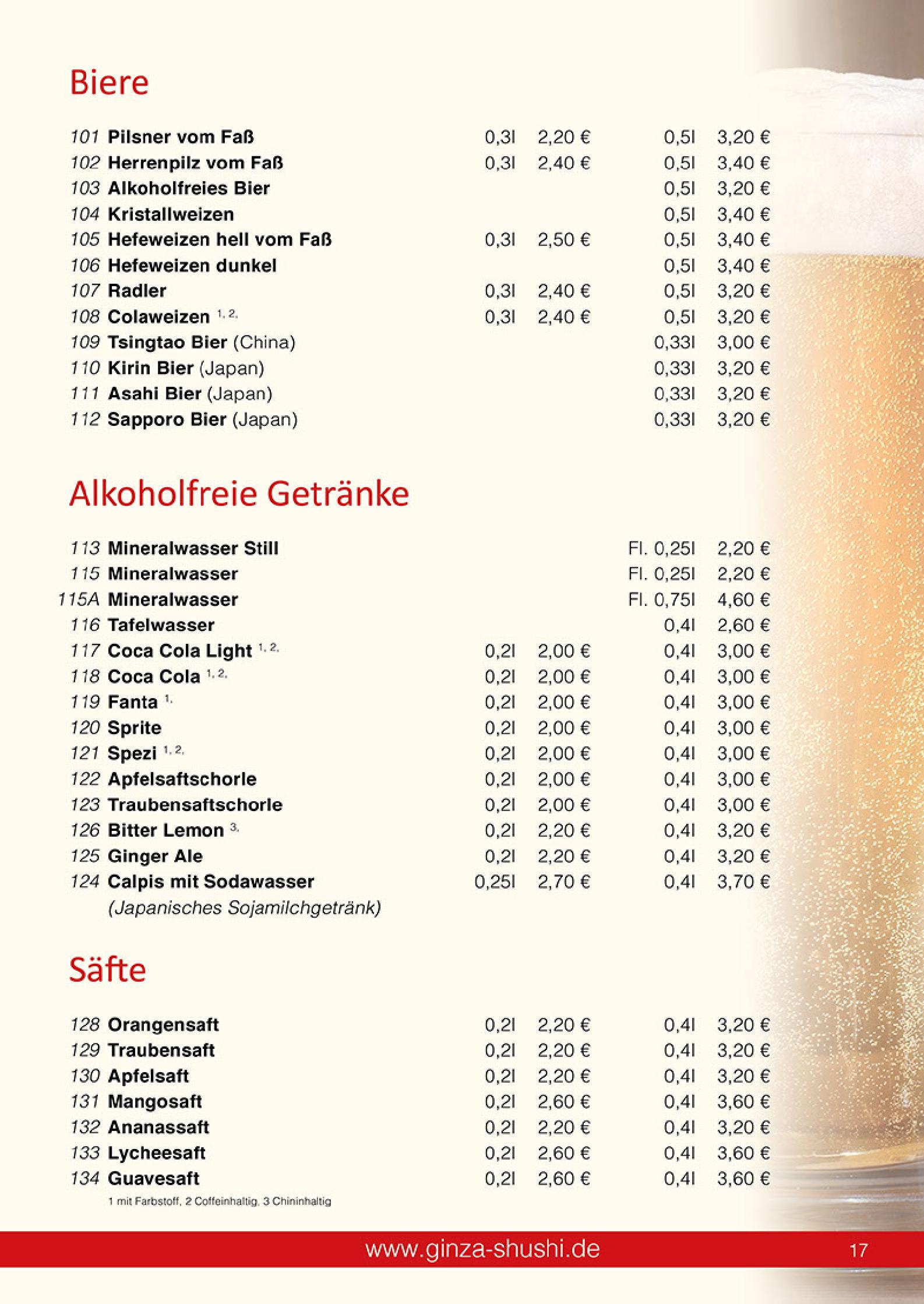Speisekarte Japan & China Restaurant GINZA in Reutlingen, Seite 17