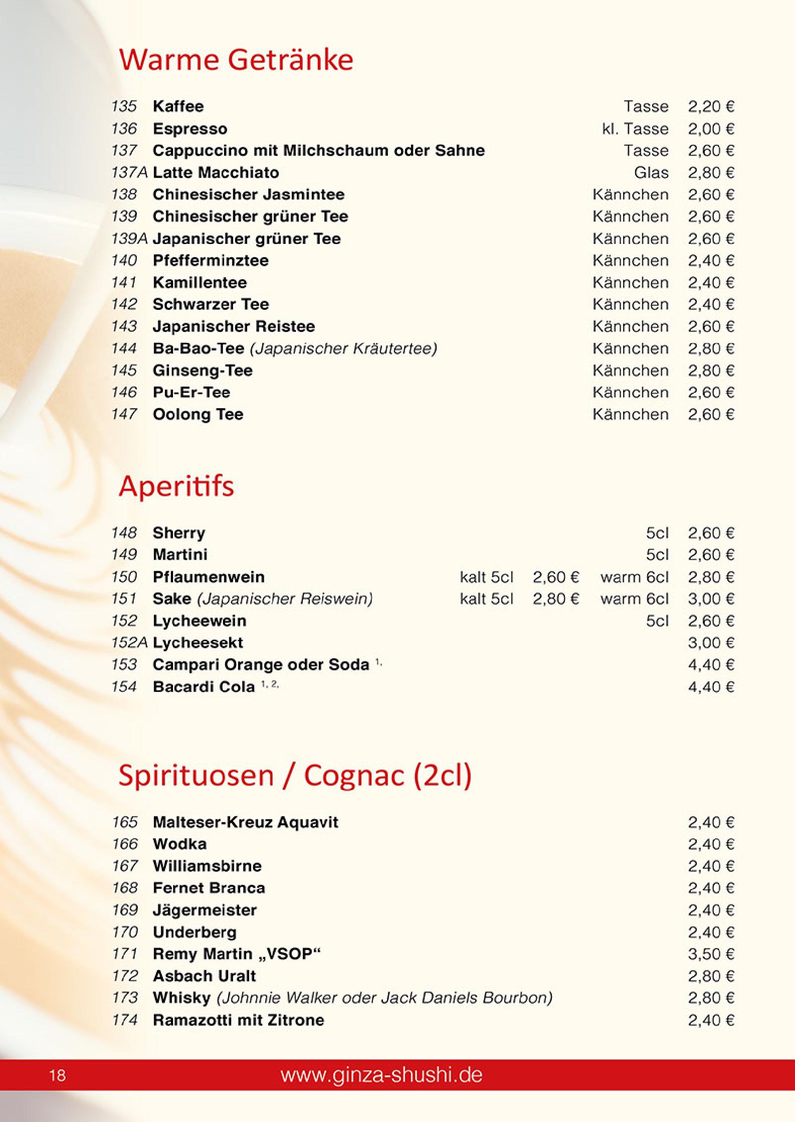 Speisekarte Japan & China Restaurant GINZA in Reutlingen, Seite 18