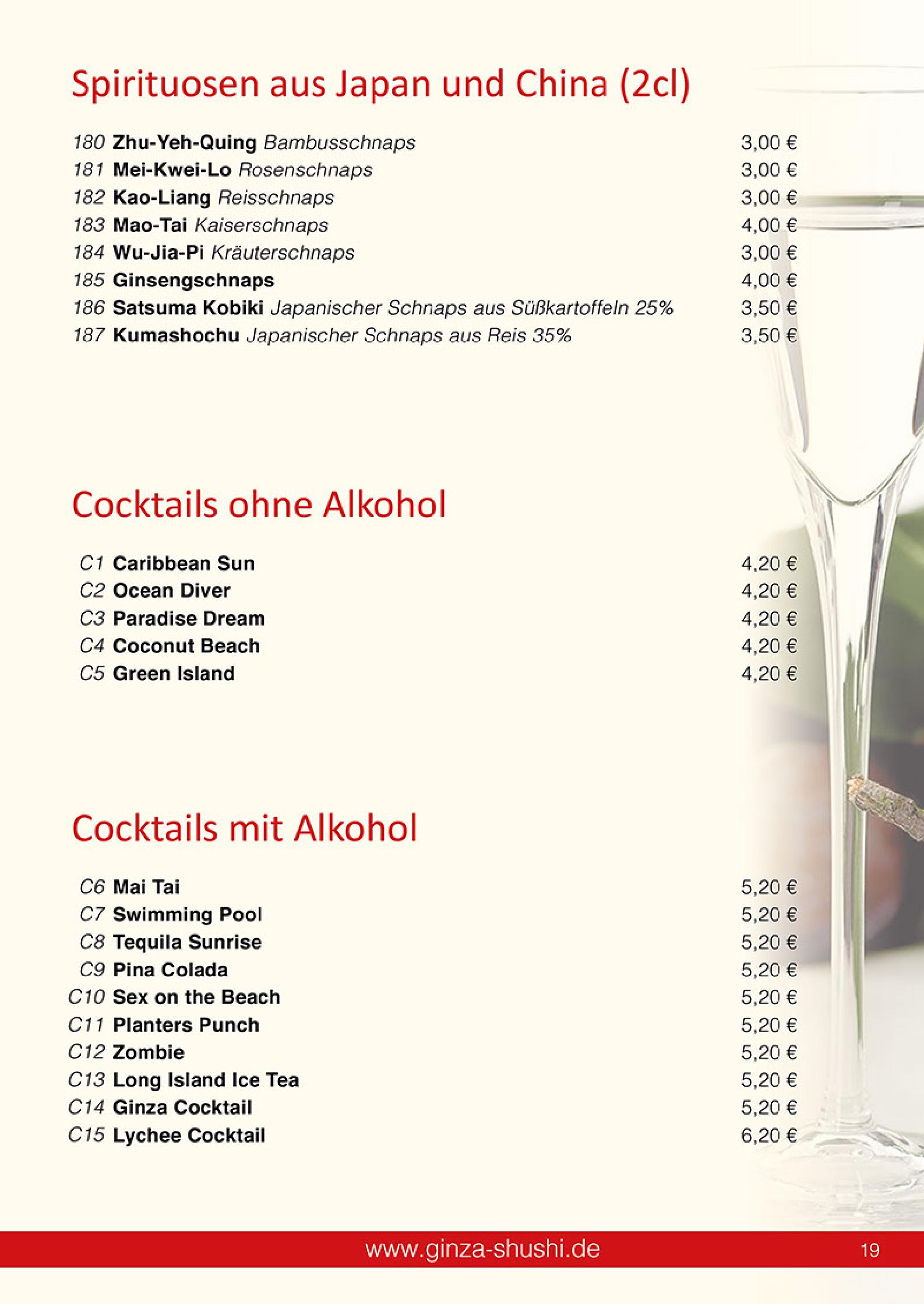 Speisekarte Japan & China Restaurant GINZA in Reutlingen, Seite 19