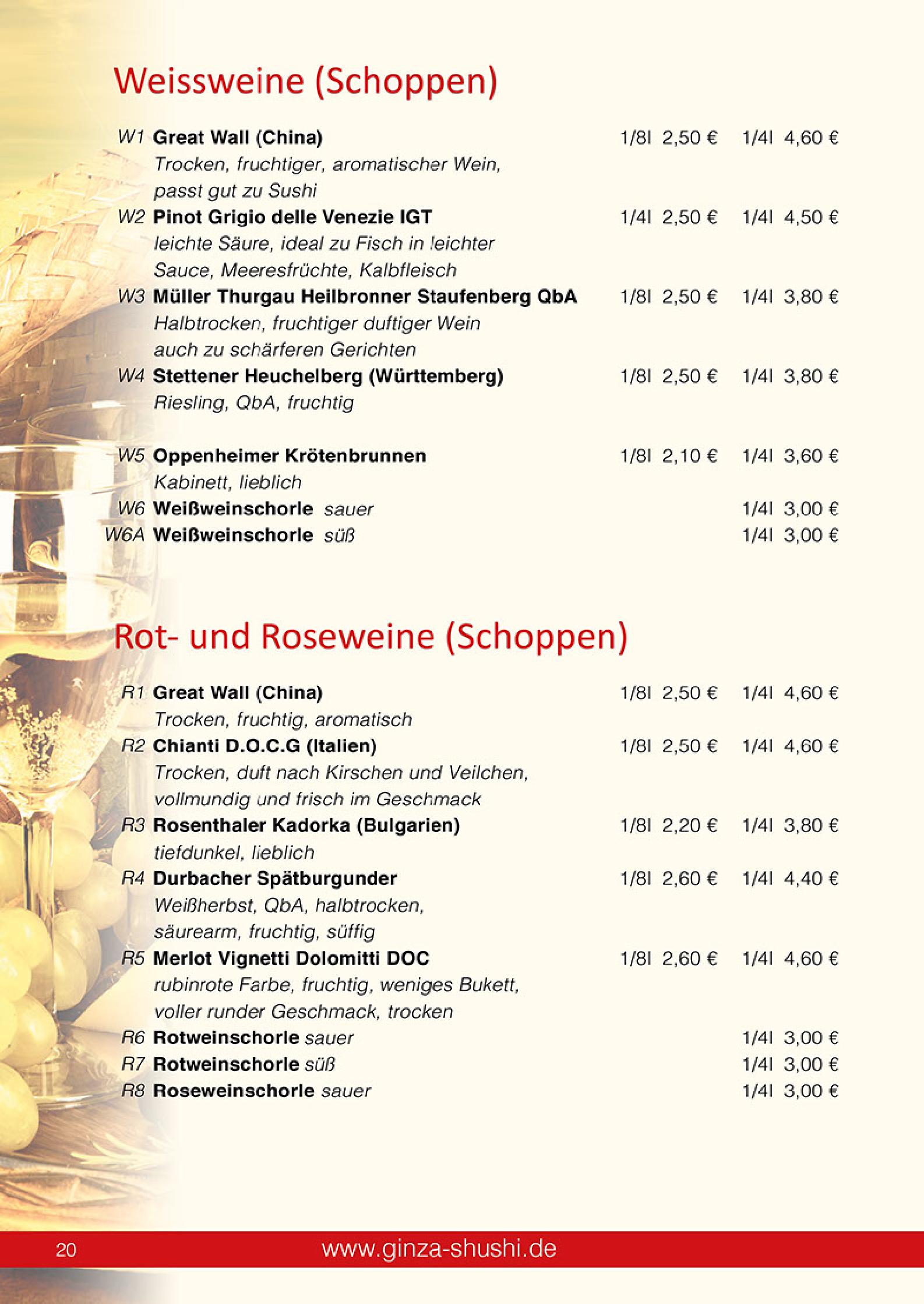 Speisekarte Japan & China Restaurant GINZA in Reutlingen, Seite 20