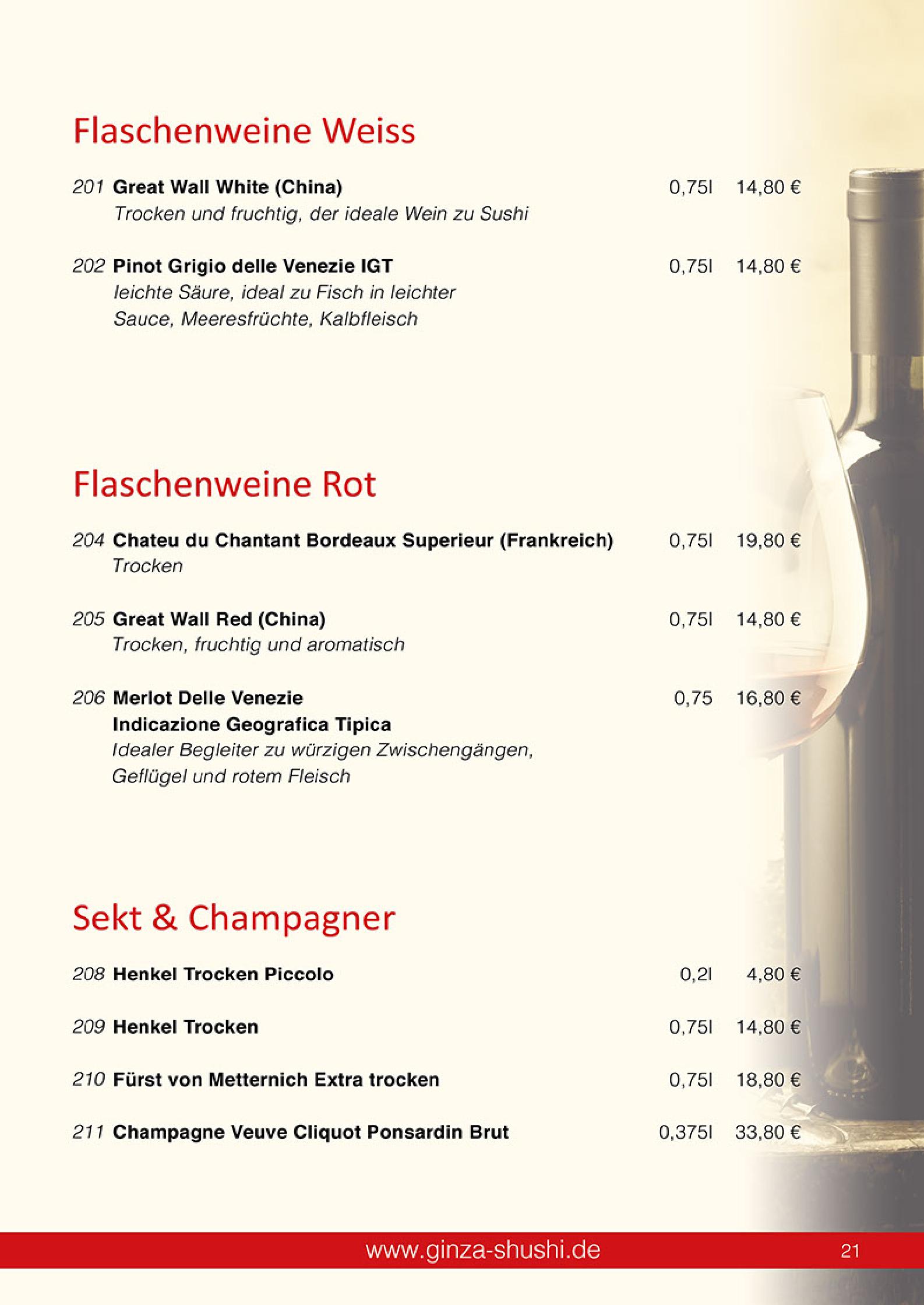 Speisekarte Japan & China Restaurant GINZA in Reutlingen, Seite 21