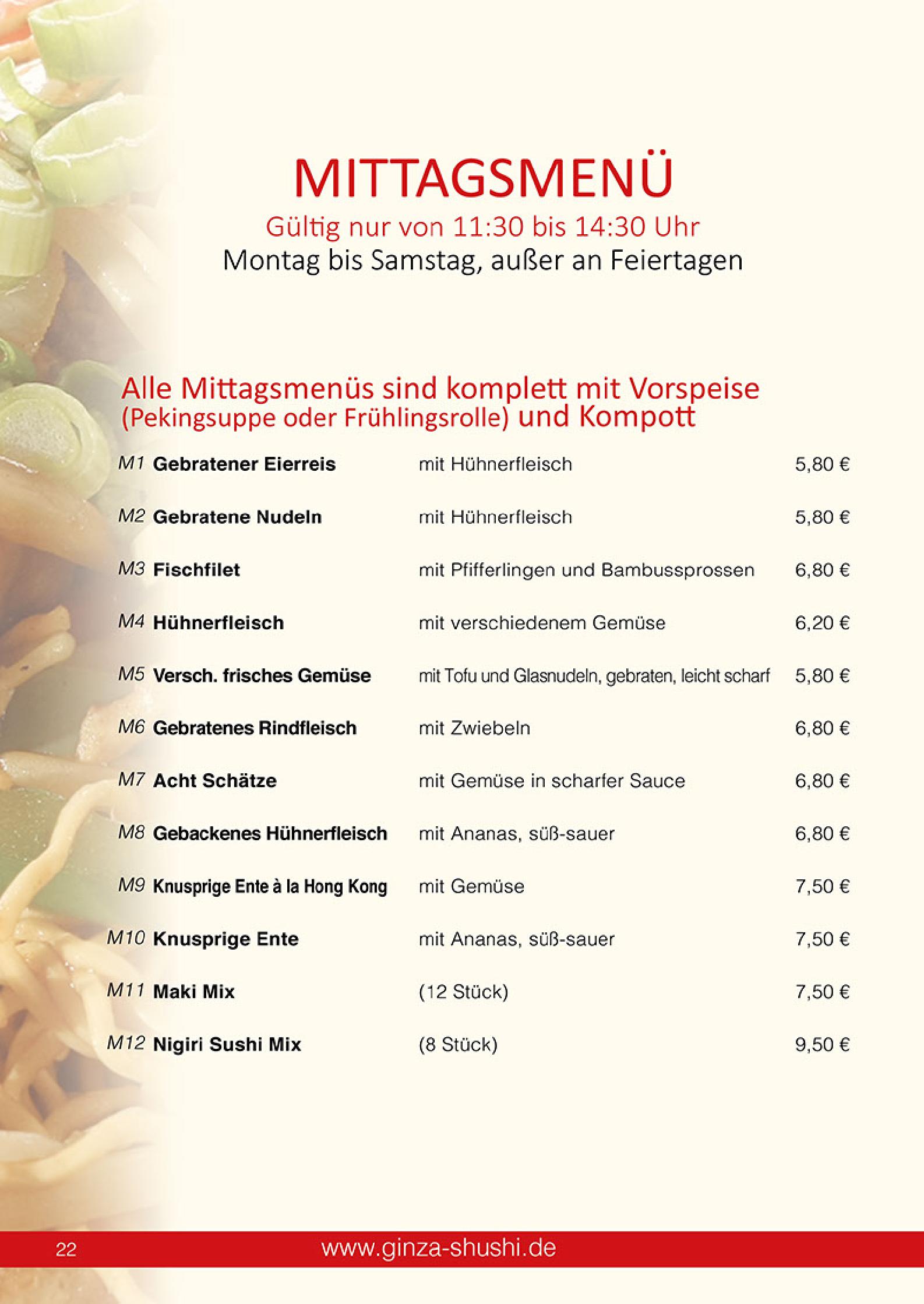 Speisekarte Japan & China Restaurant GINZA in Reutlingen, Seite 22