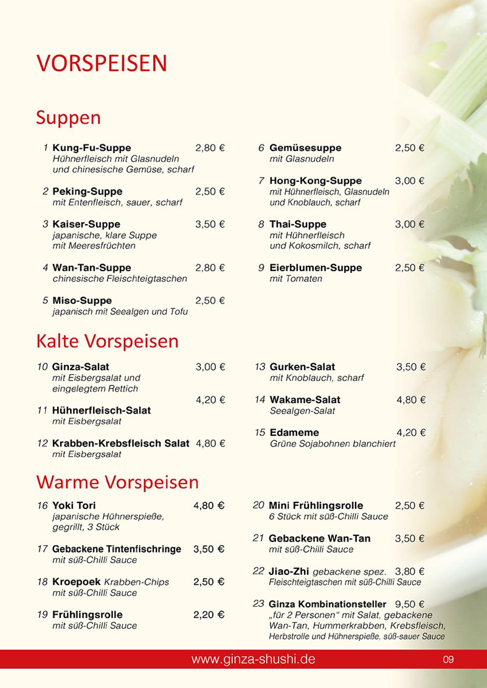 Speisekarte Japan & China Restaurant GINZA in Reutlingen, Seite 9