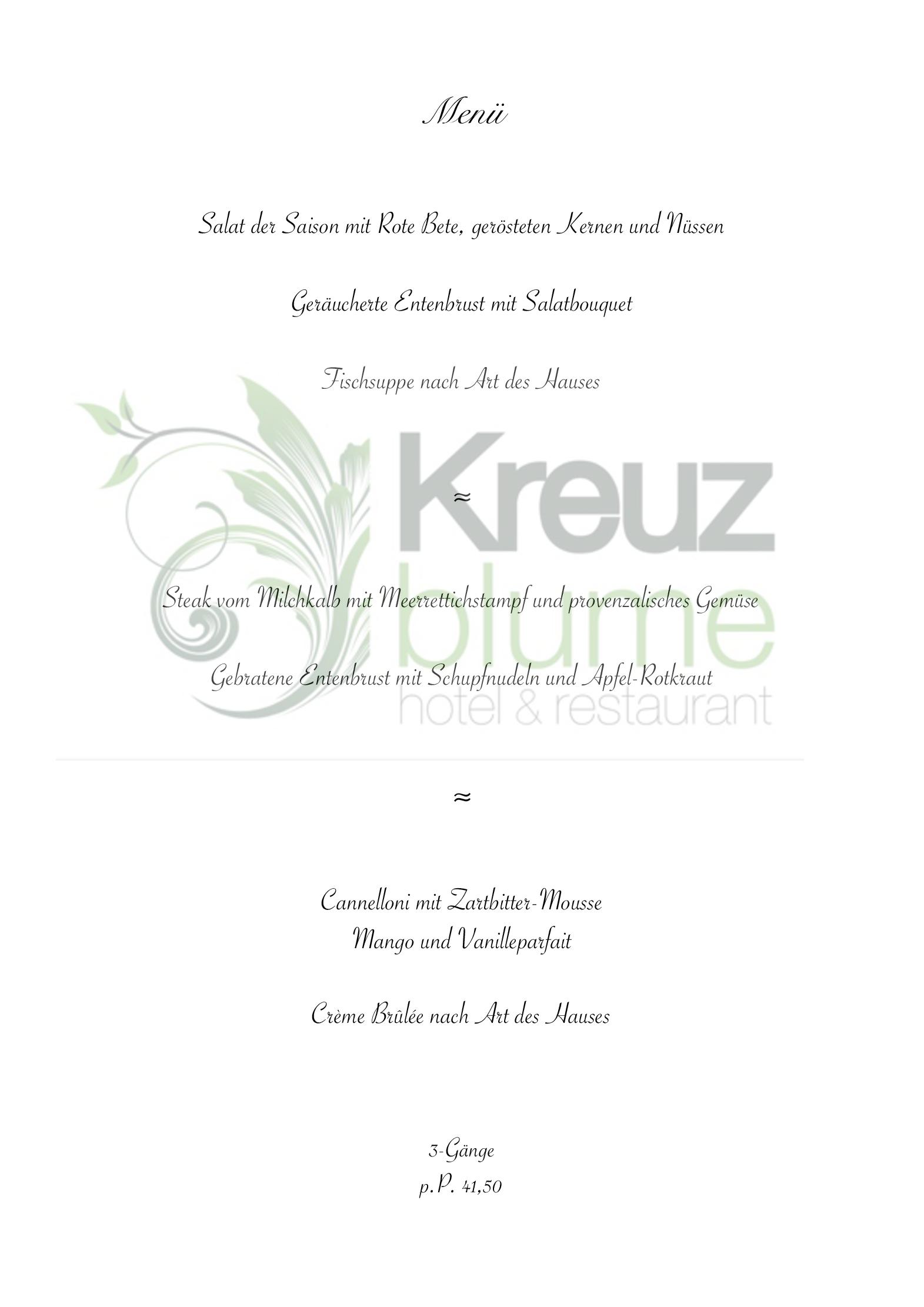 Speisekarte Hotel & Restaurant Kreuzblume in Freiburg, Seite 2
