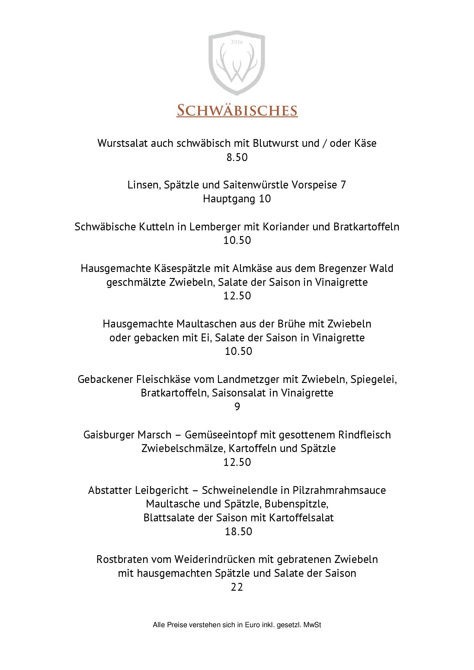 Speisekarte Restaurant Wildeck in Abstatt, Seite 4