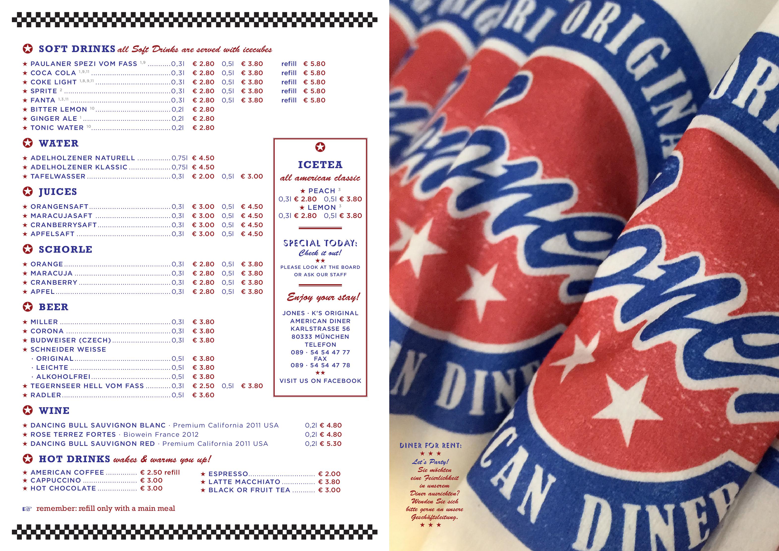 Speisekarte Jones - Ks Original American Diner in München, Seite 3