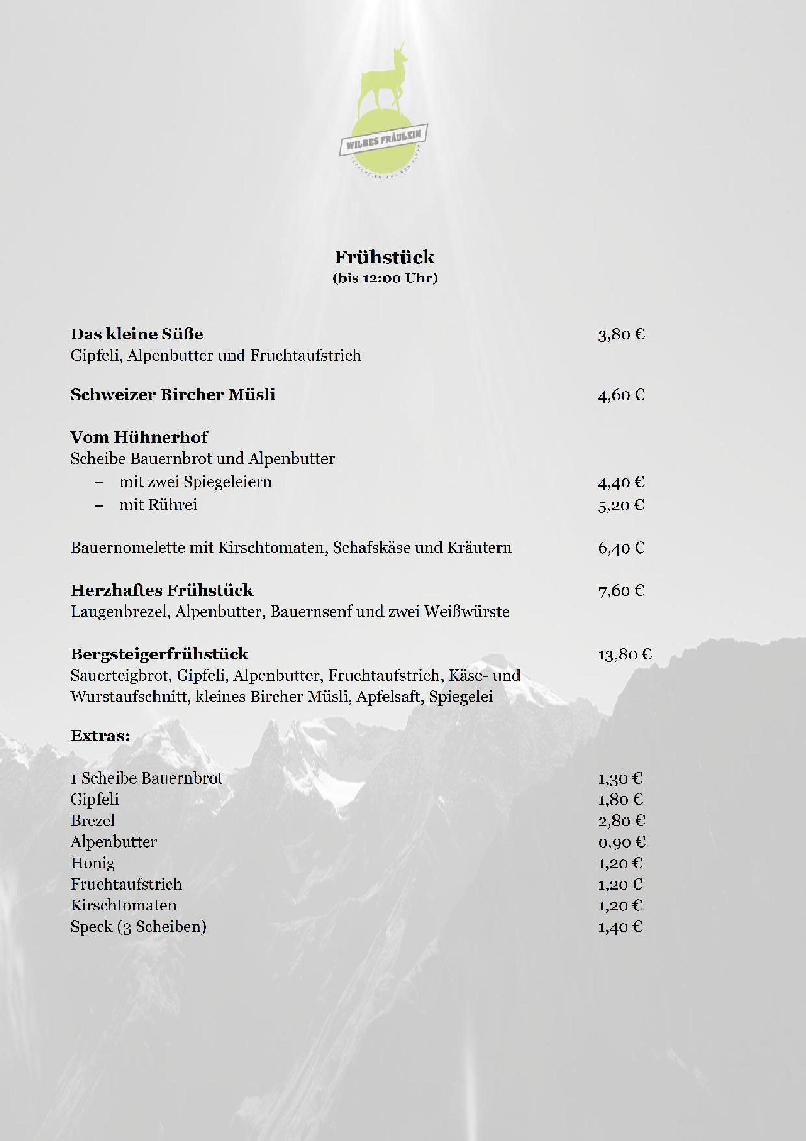 Speisekarte Wildes Fräulein in Hamburg , Seite 3