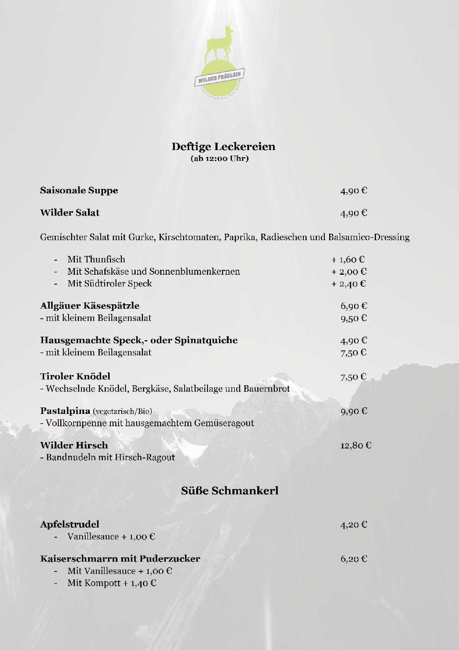 Speisekarte Wildes Fräulein in Hamburg , Seite 4