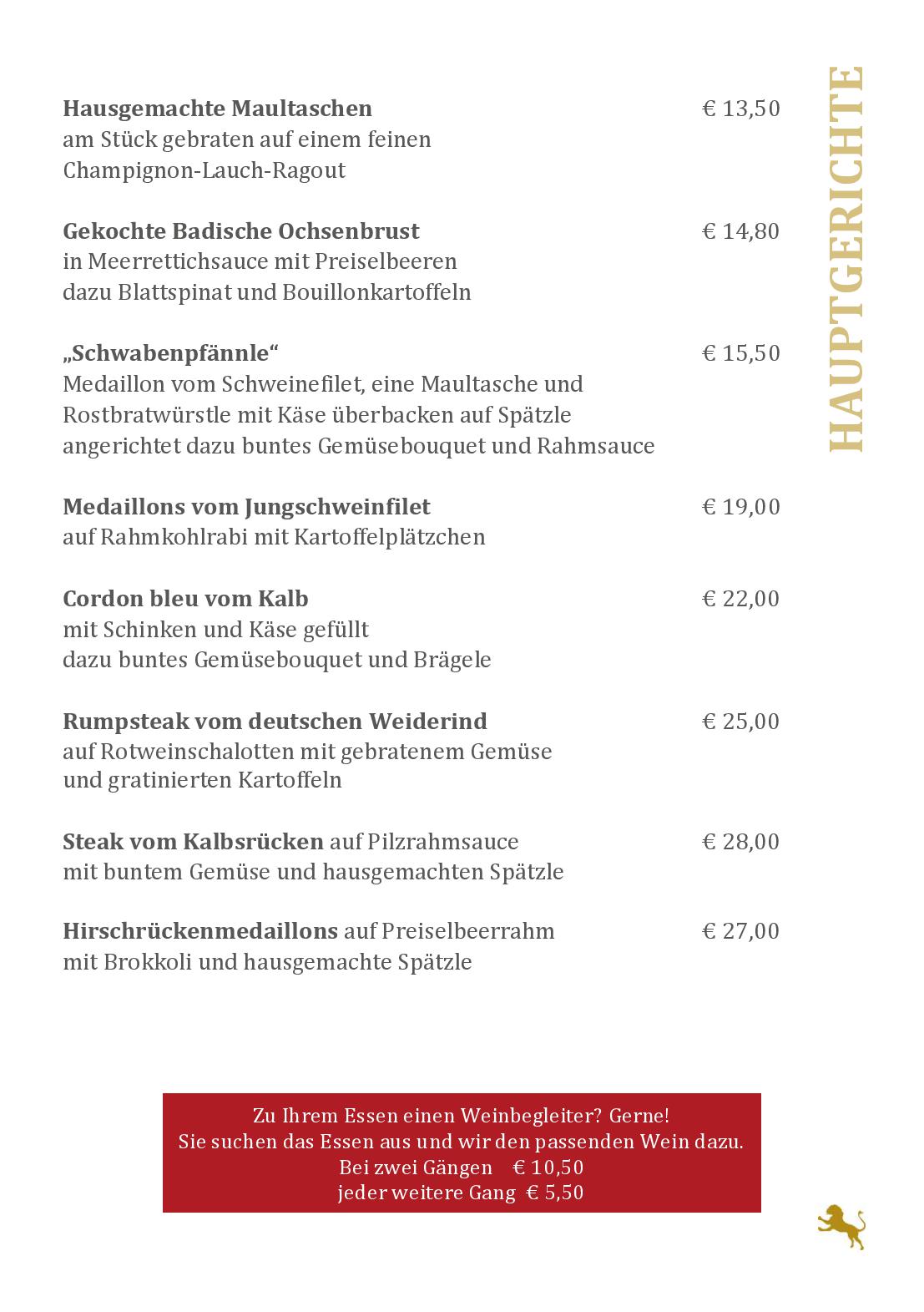 Speisekarte Der Löwen in Staufen mit Haus Goethe in Staufen, Seite 12