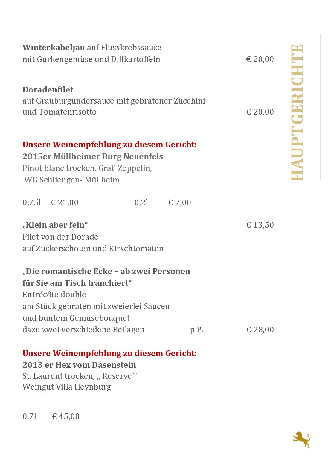 Speisekarte Der Löwen in Staufen mit Haus Goethe in Staufen, Seite 13