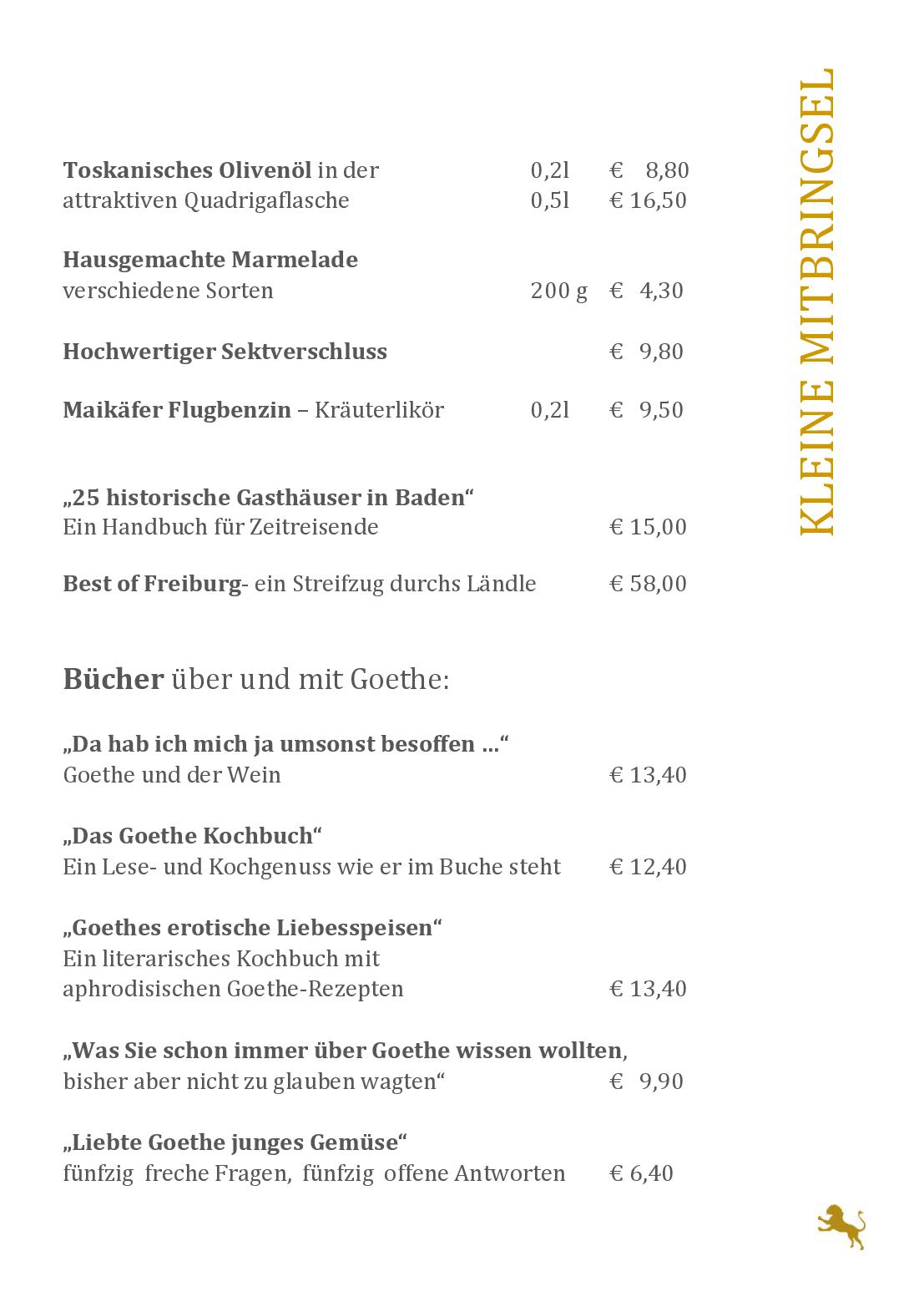 Speisekarte Der Löwen in Staufen mit Haus Goethe in Staufen, Seite 14
