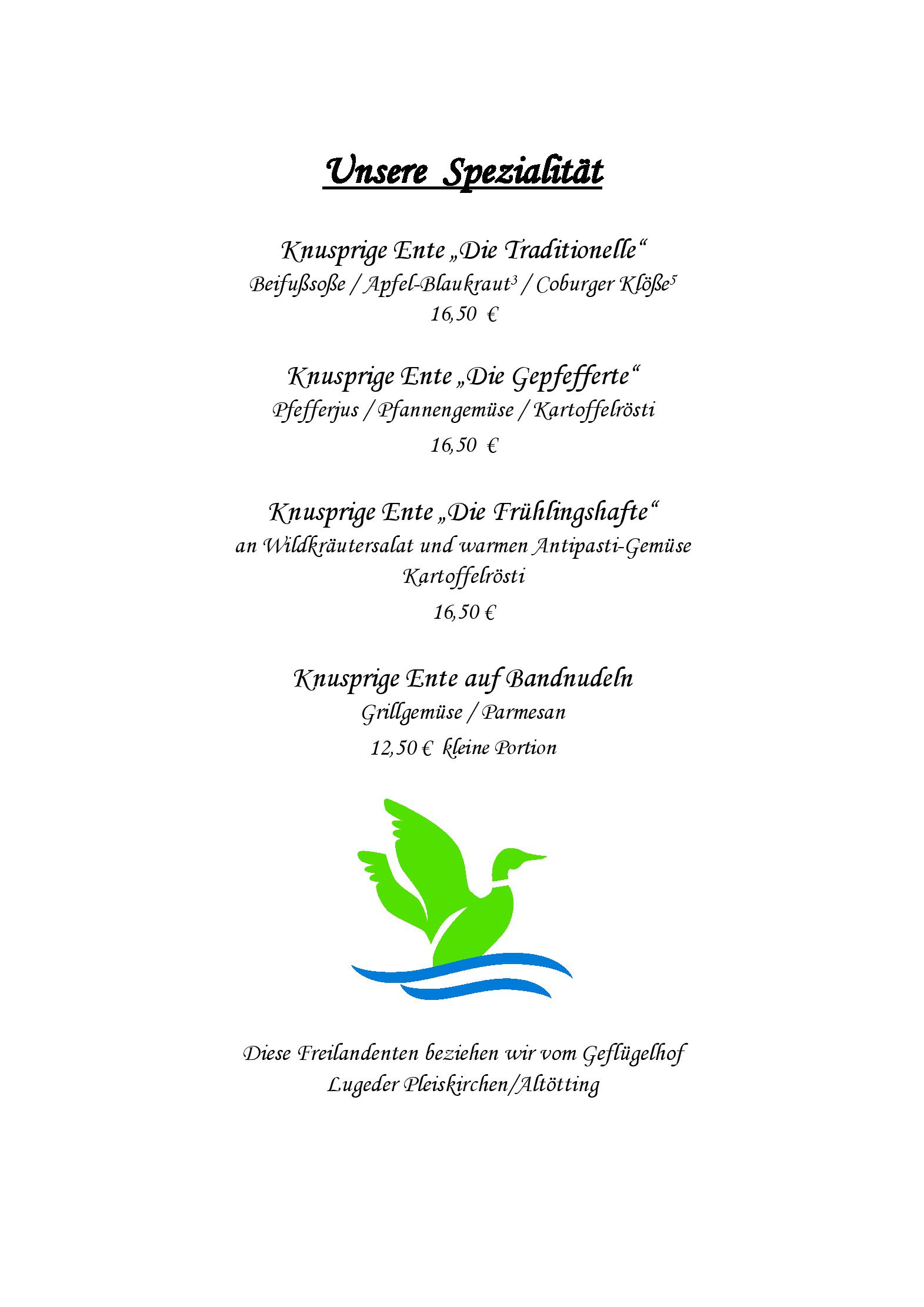 Speisekarte Backstüble im Hotel Stadt Coburg in Coburg, Seite 3