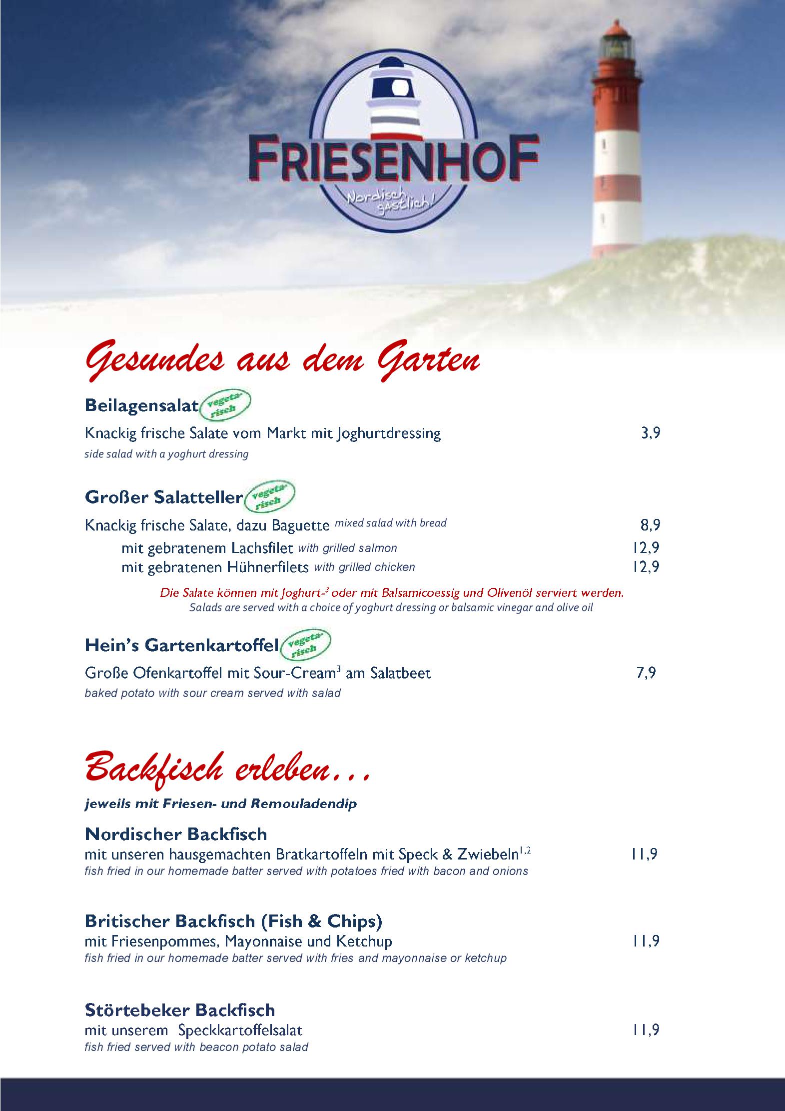 Speisekarte Friesenhof Bremen in Bremen, Seite 3