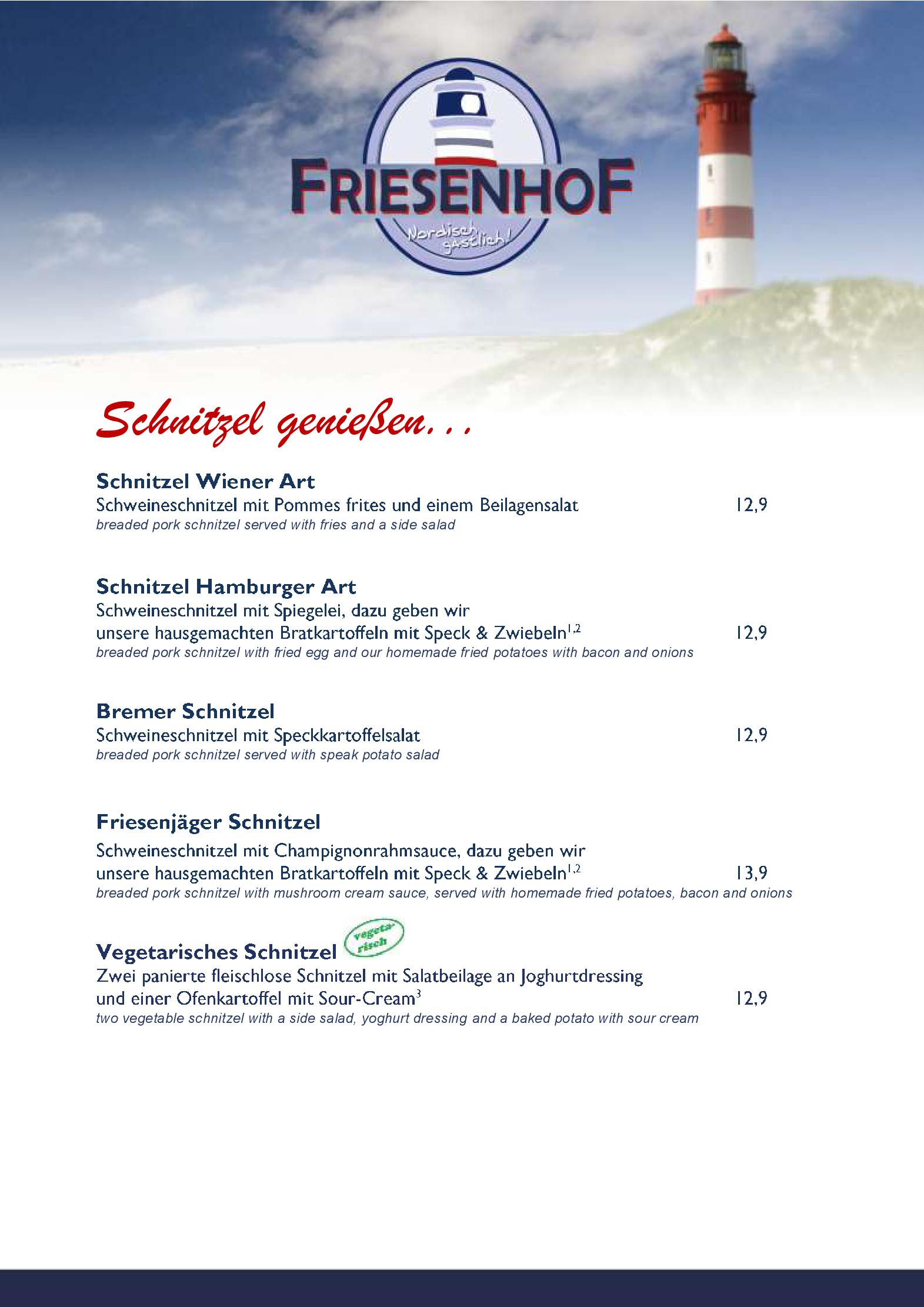 Speisekarte Friesenhof Bremen in Bremen, Seite 4