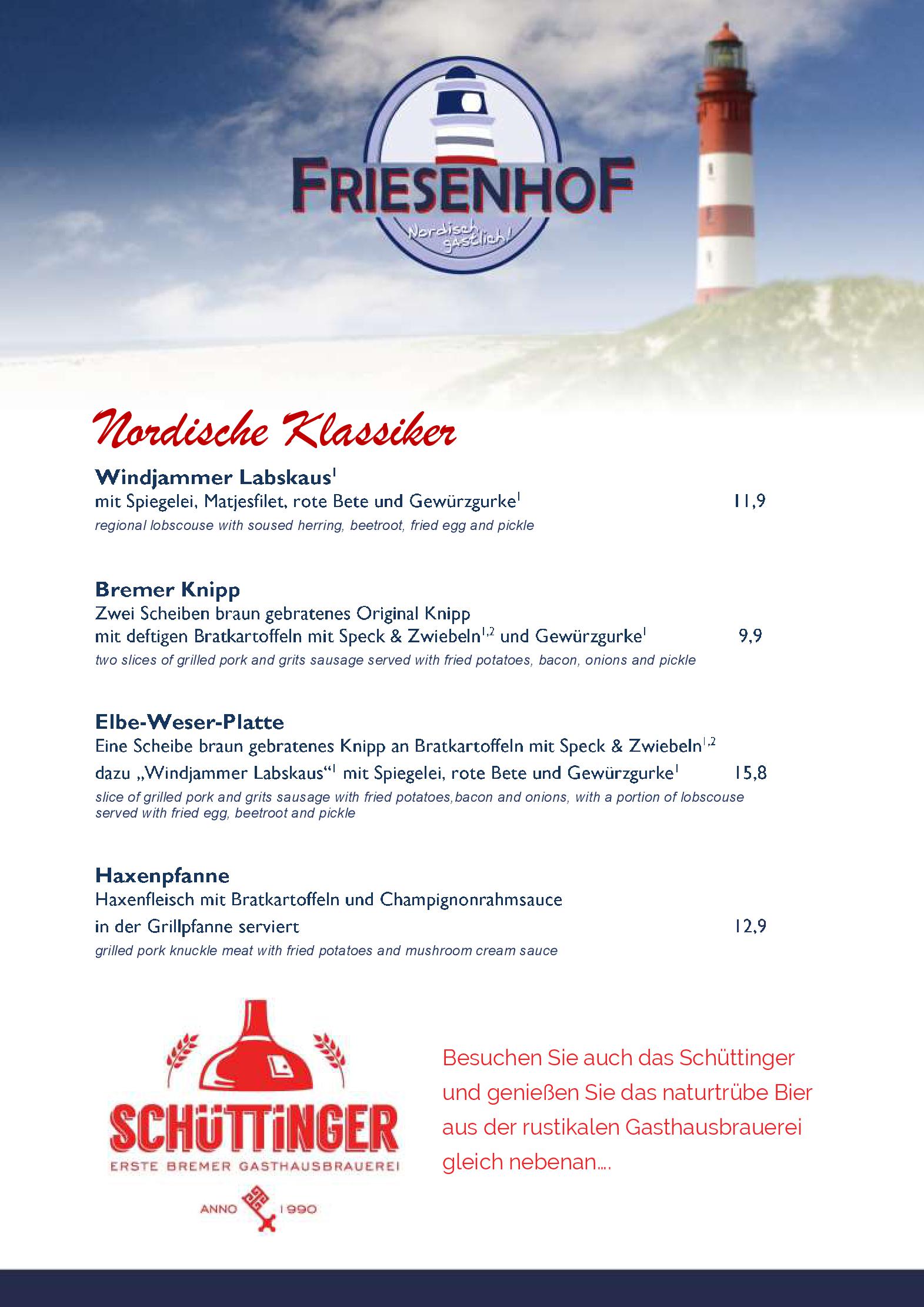 Speisekarte Friesenhof Bremen in Bremen, Seite 5