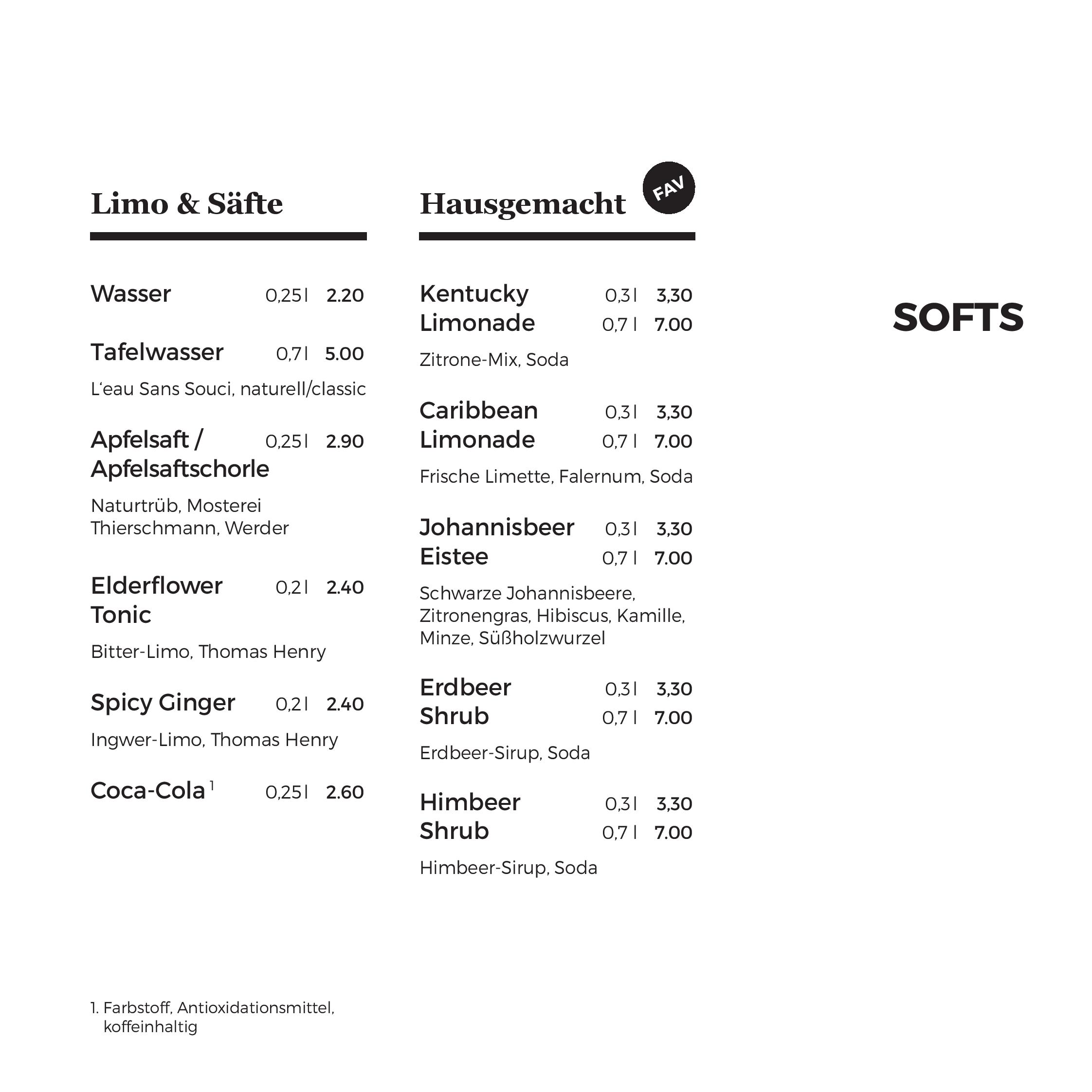 Speisekarte Volta in Berlin, Seite 4
