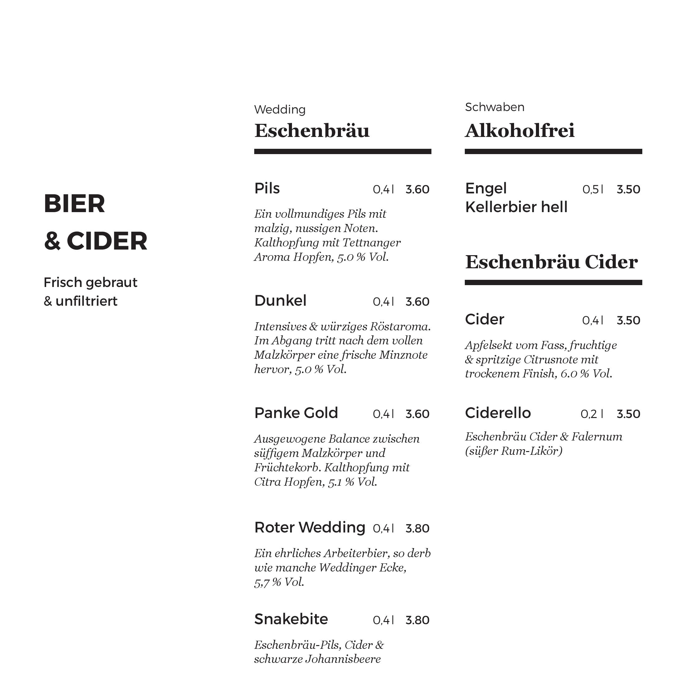 Speisekarte Volta in Berlin, Seite 5