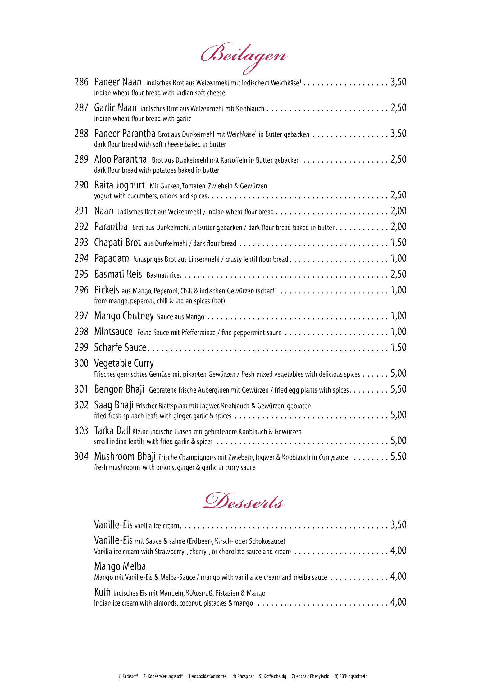 Speisekarte Bombay in Köln, Seite 13