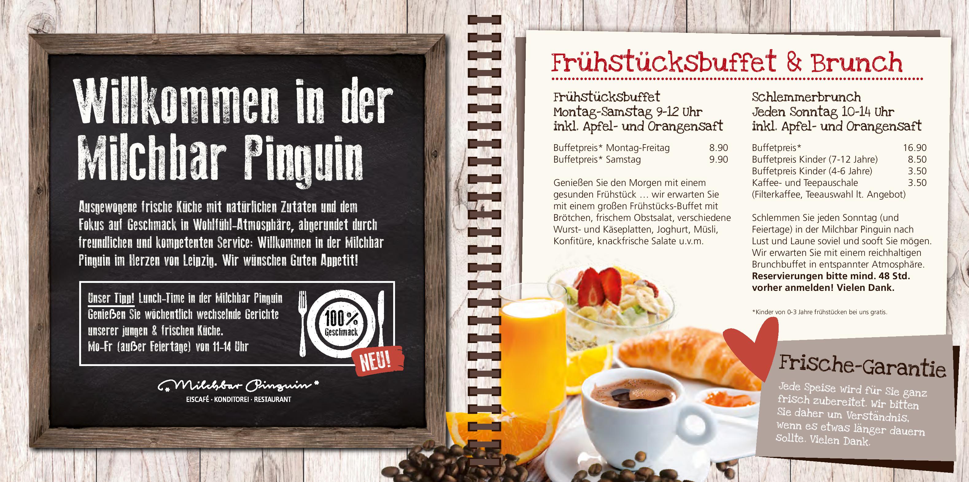 Speisekarte Milchbar Pinguin in Leipzig, Seite 2