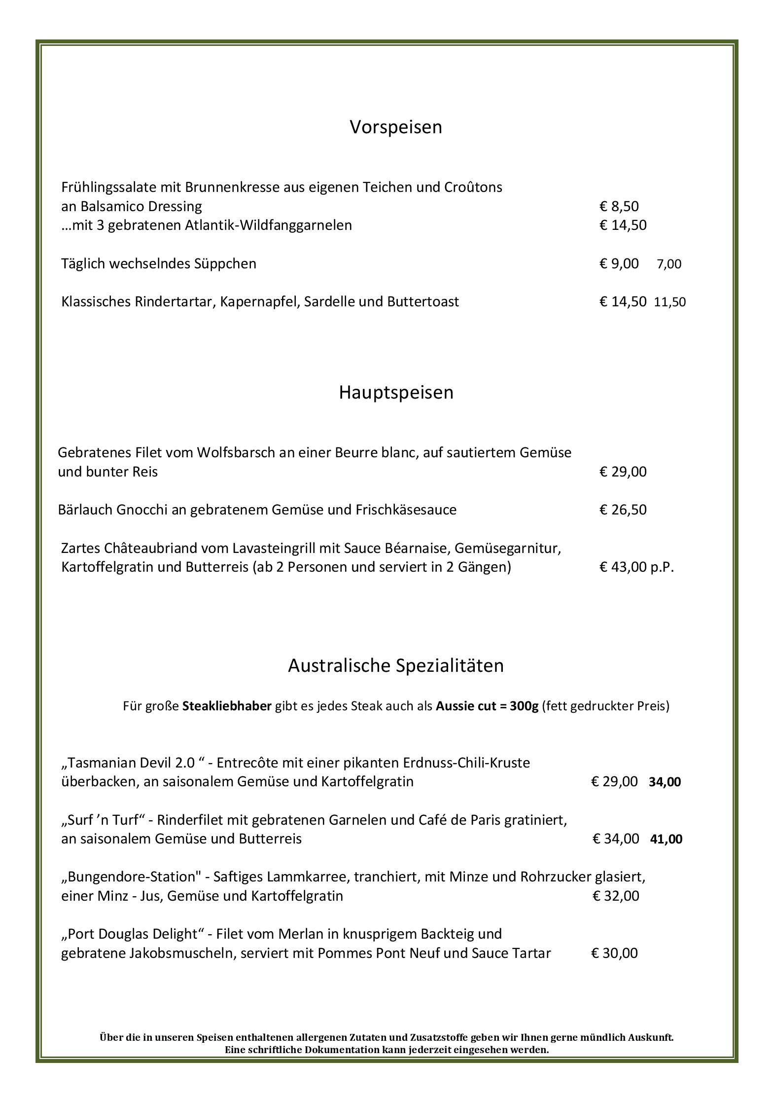 Speisekarte Jägerhaus in Kandern, Seite 2