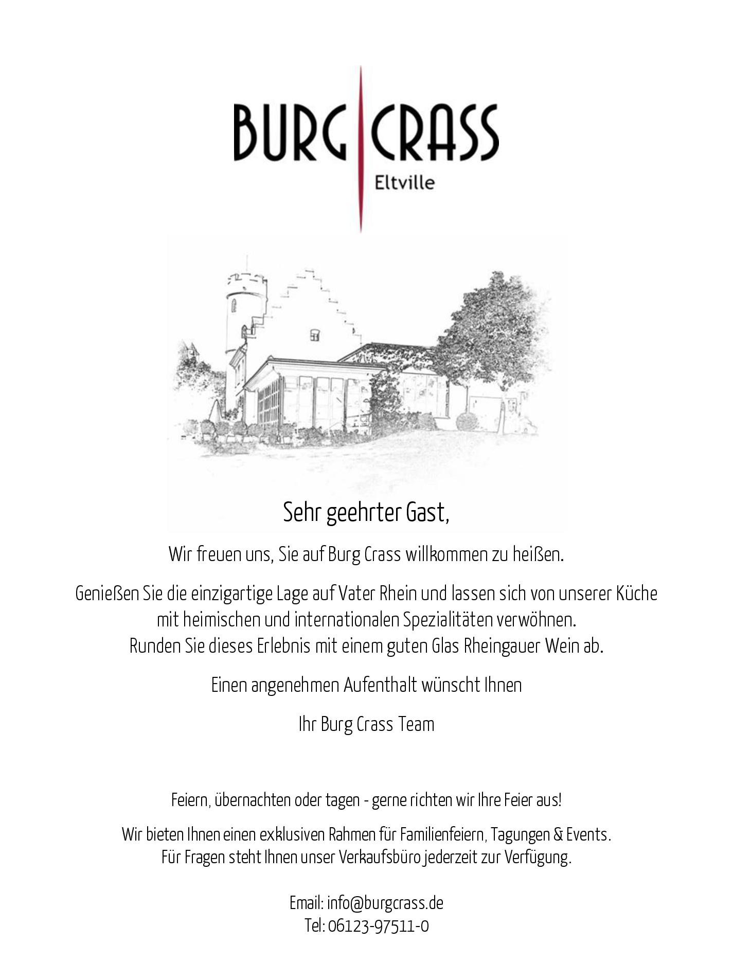 Speisekarte Burg Crass in Eltville am Rhein, Seite 2