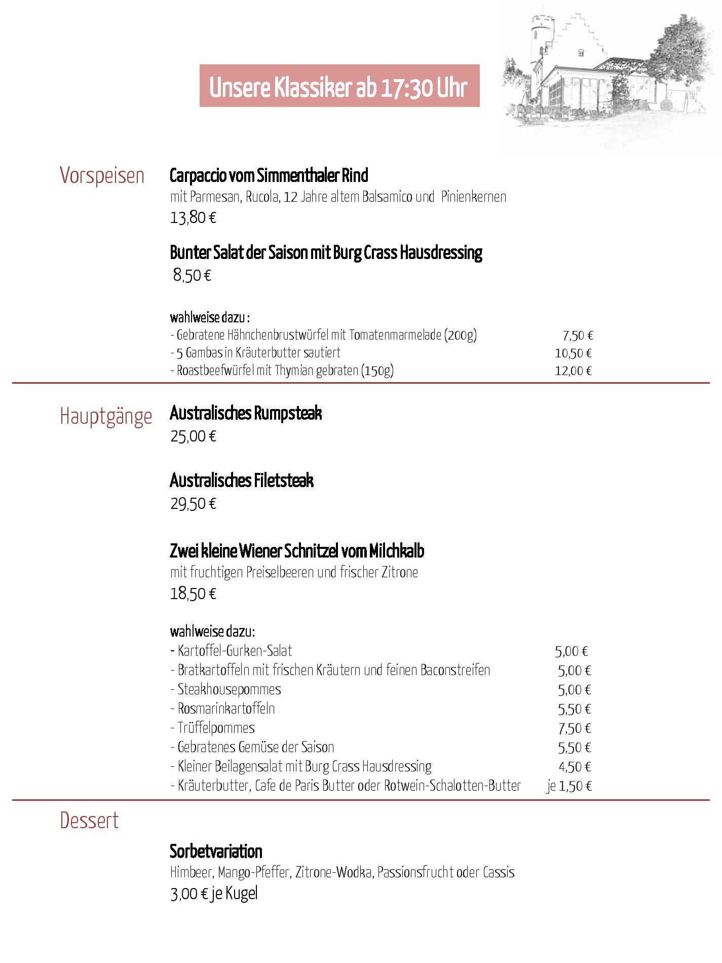 Speisekarte Burg Crass in Eltville am Rhein, Seite 4