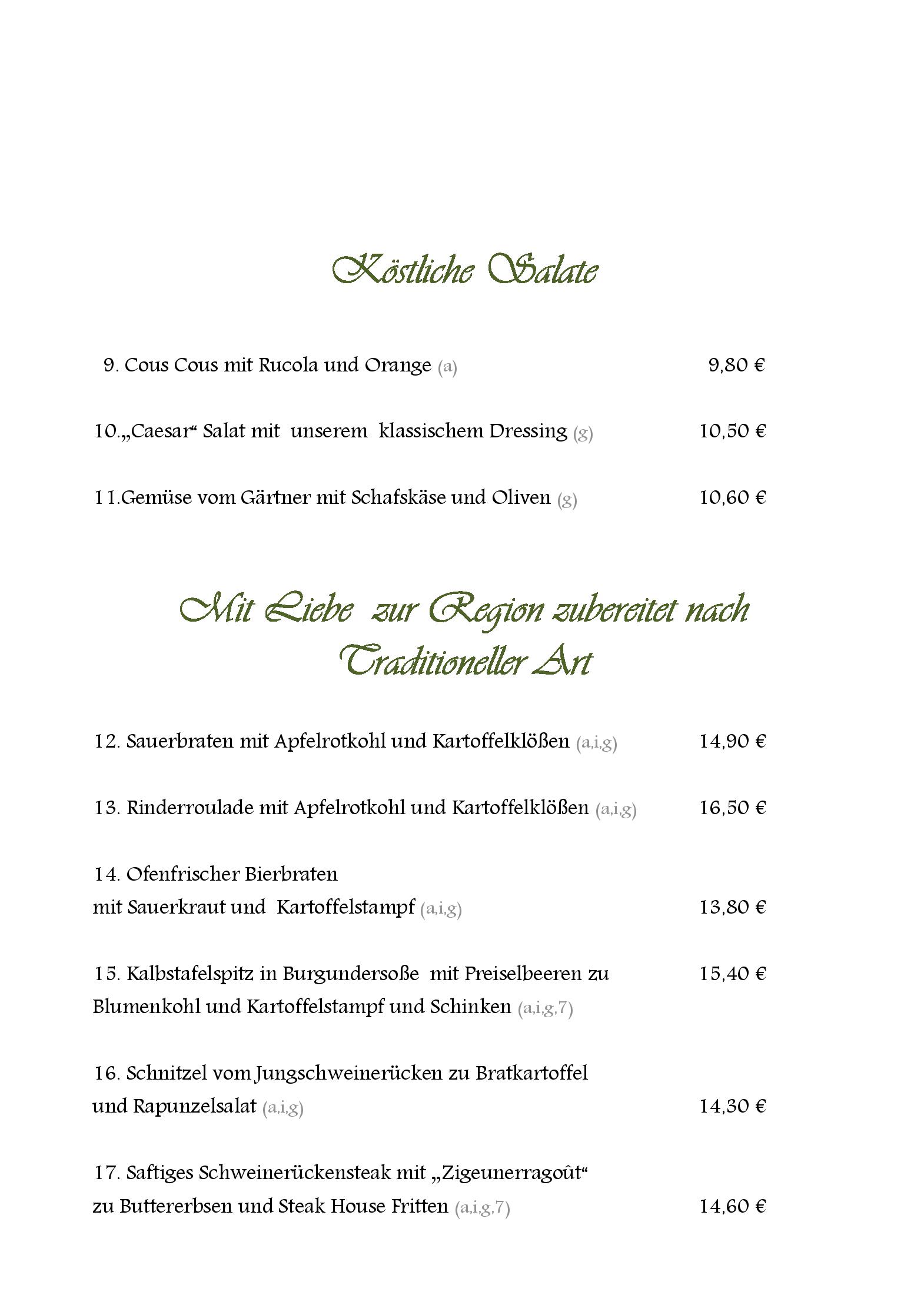 Speisekarte Italienisches Dörfchen in Dresden, Seite 2