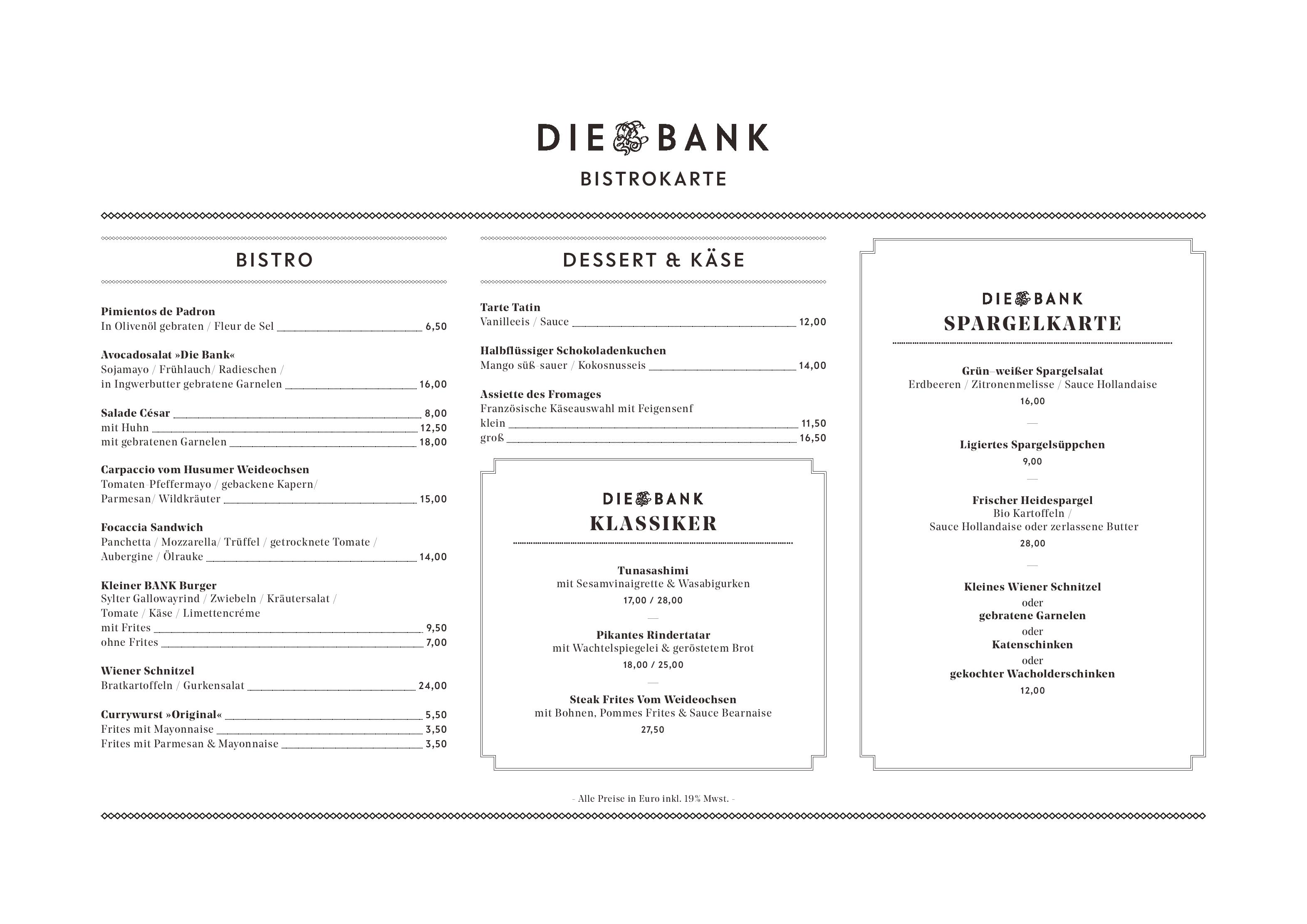 Speisekarte Die Bank in Hamburg, Seite 5
