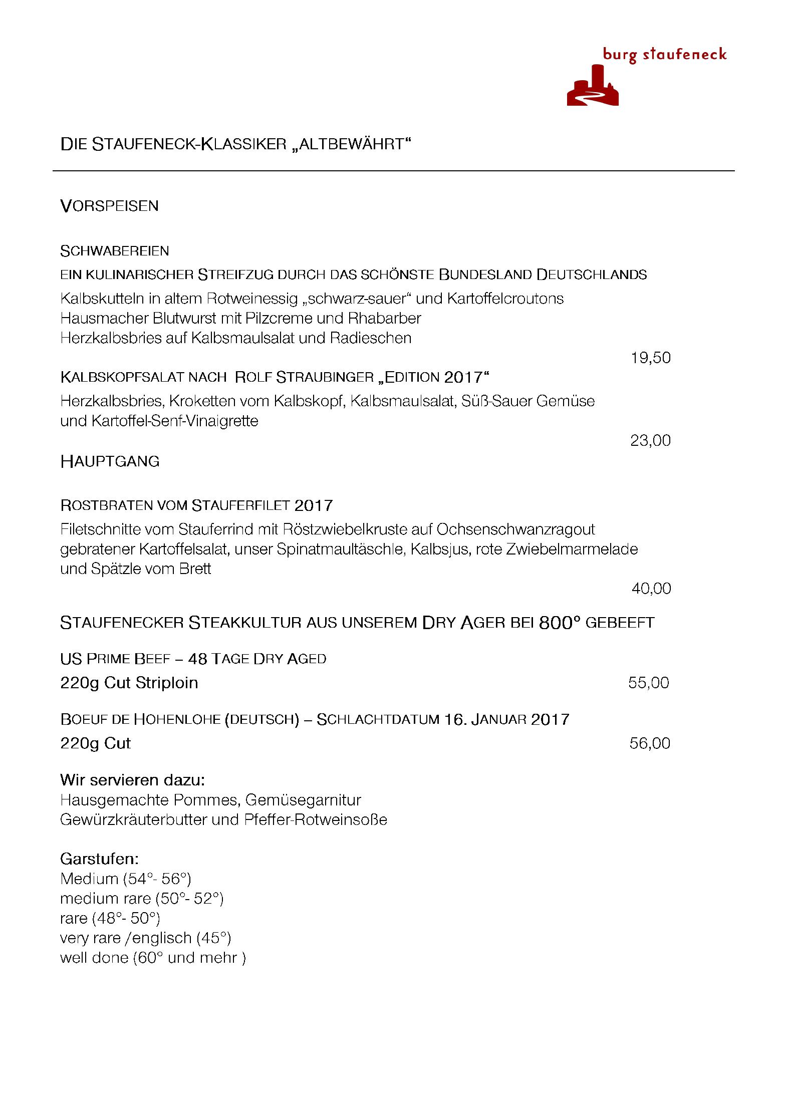 Speisekarte Burg Staufeneck in Salach, Seite 8