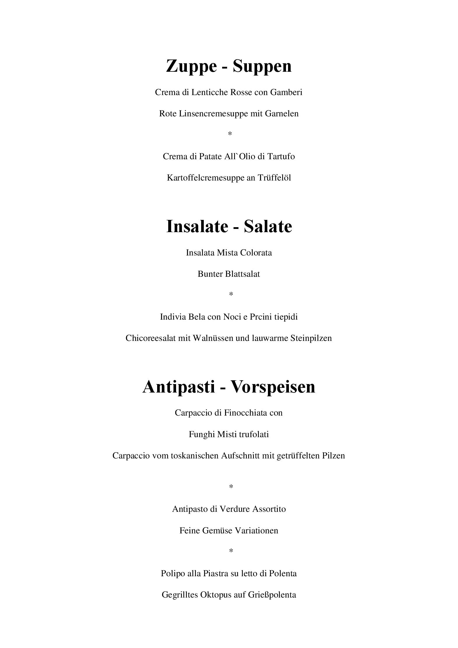 Speisekarte Ristorante Da Luisa in Stuttgart, Seite 1