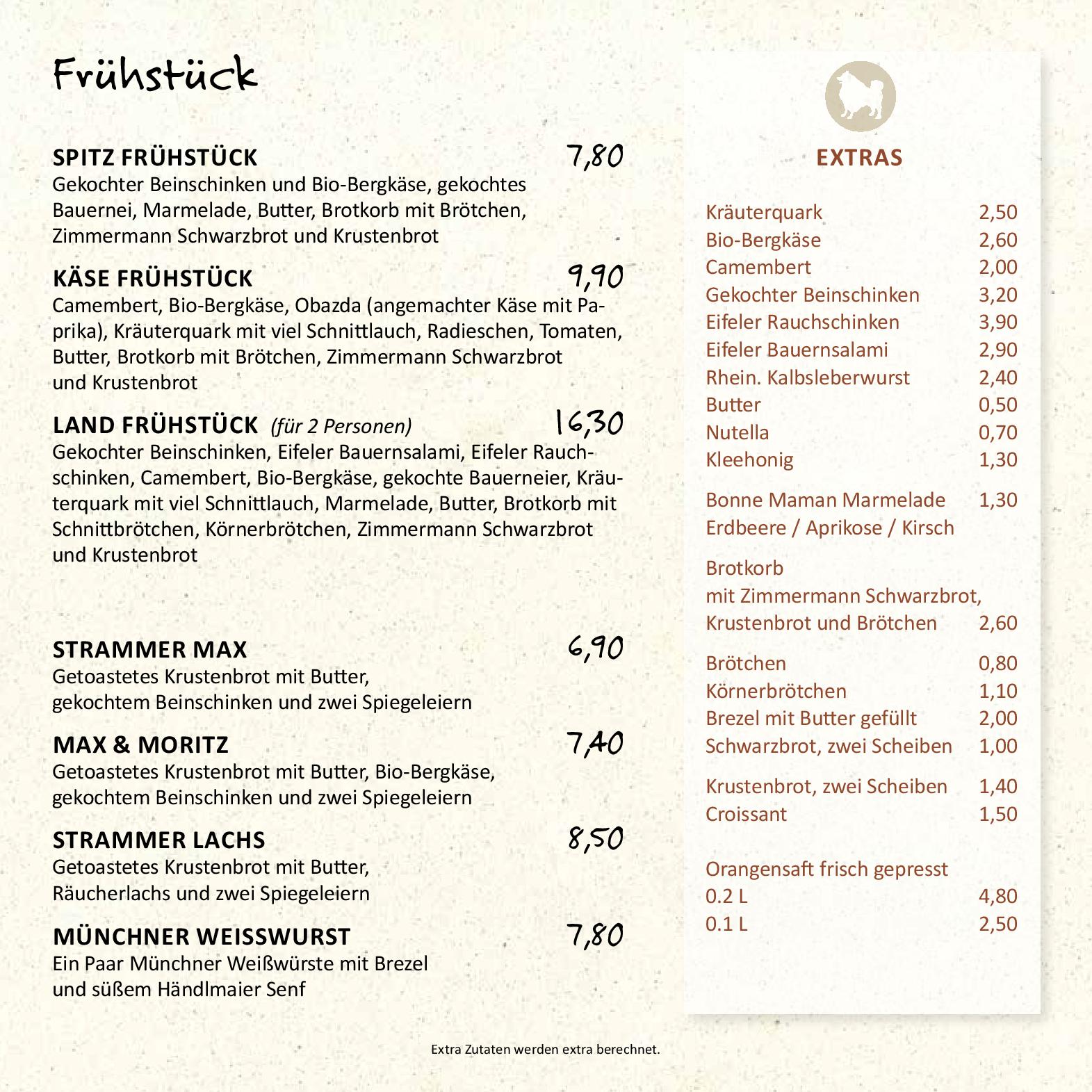 Speisekarte Gasthaus am Muster Schloss in Mayen, Seite 2
