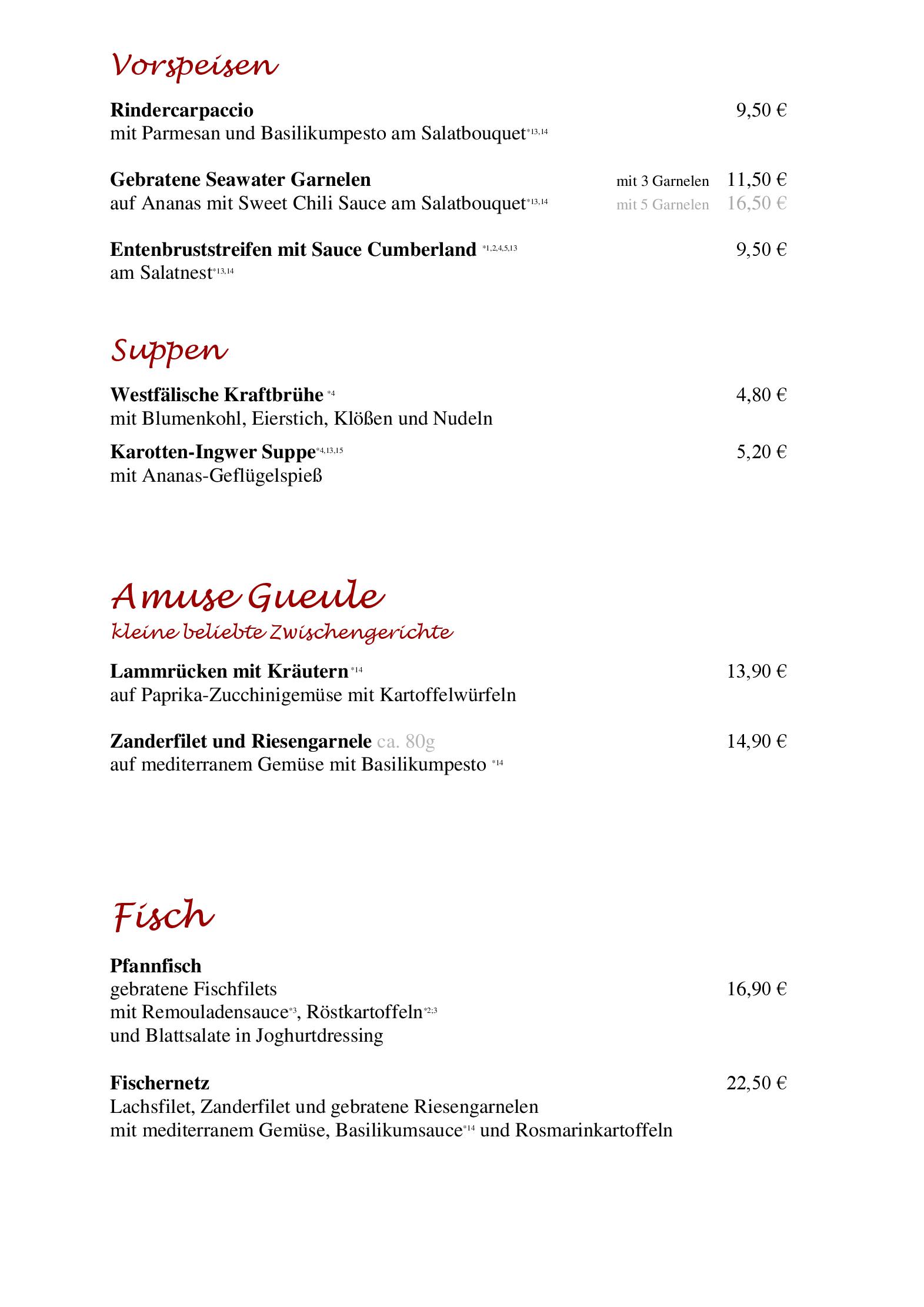 Speisekarte Hotel-Restaurant Leugermann in Ibbenbüren, Seite 2
