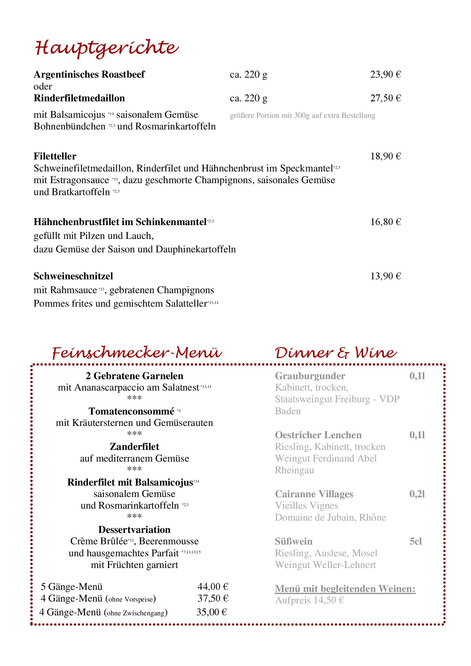 Speisekarte Hotel-Restaurant Leugermann in Ibbenbüren, Seite 3