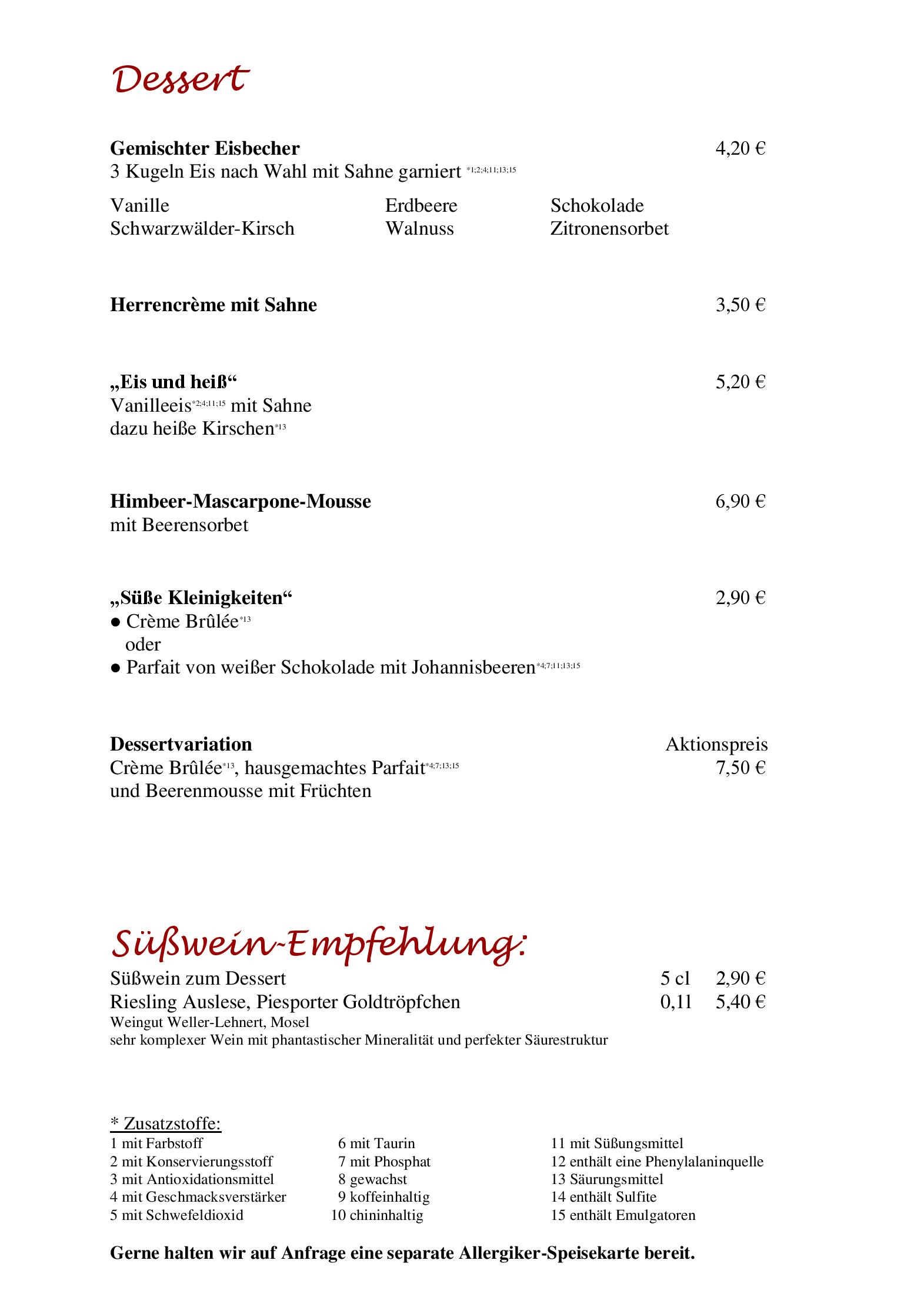 Speisekarte Hotel-Restaurant Leugermann in Ibbenbüren, Seite 5