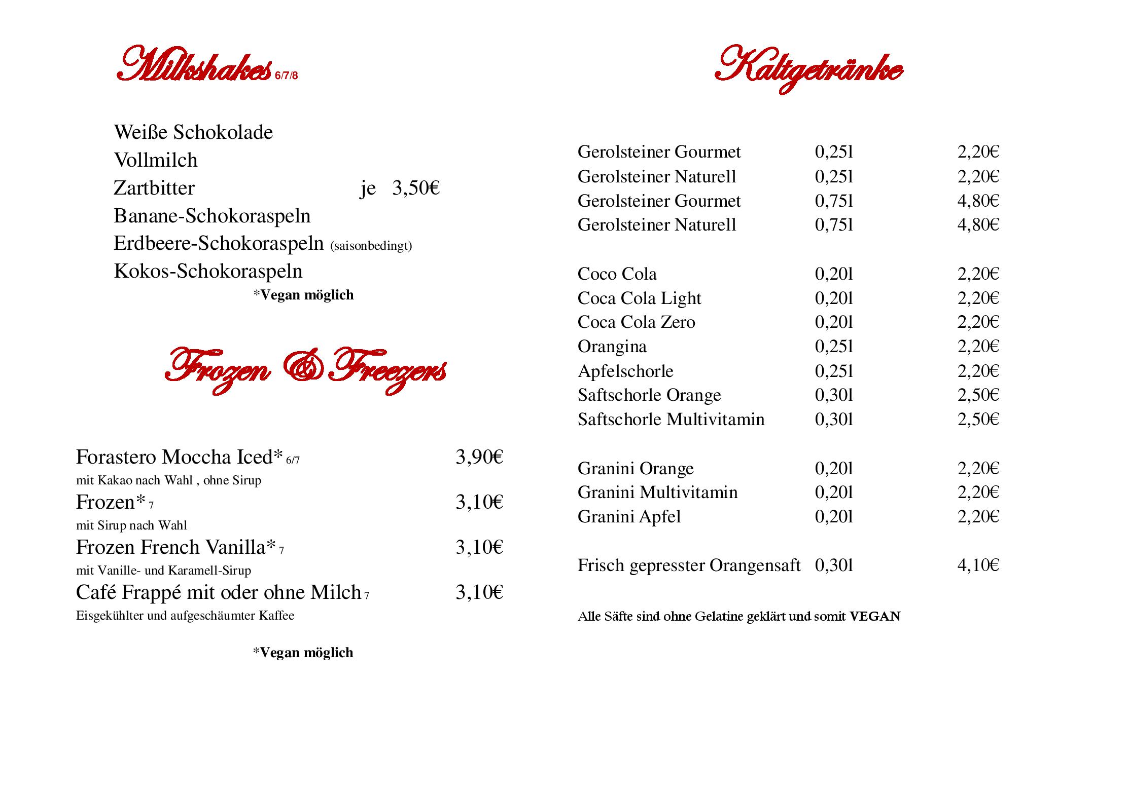 Speisekarte Dolce Cielo in Trier, Seite 5