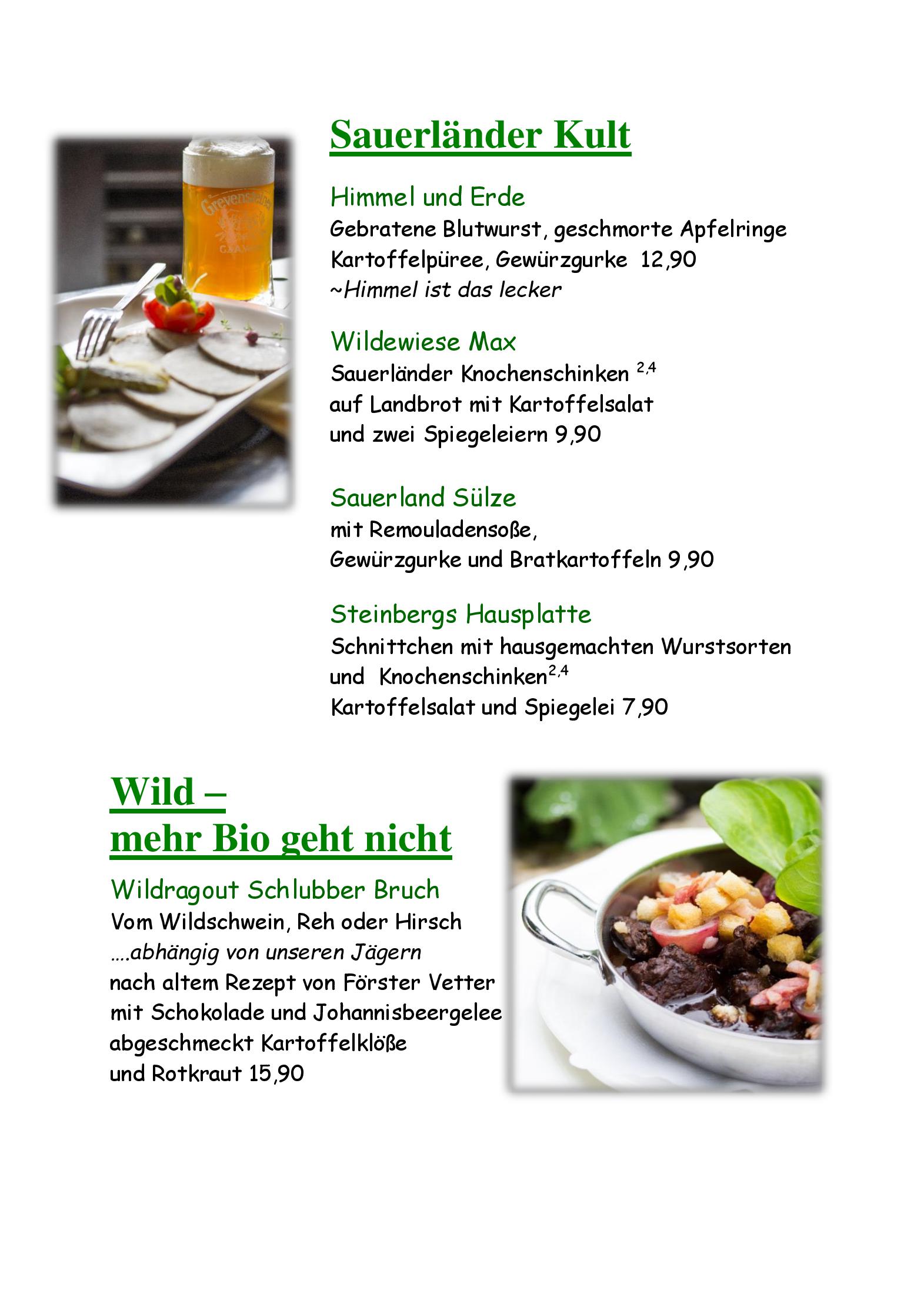 Speisekarte NaturHotel Wildewiese in Sundern, Seite 3