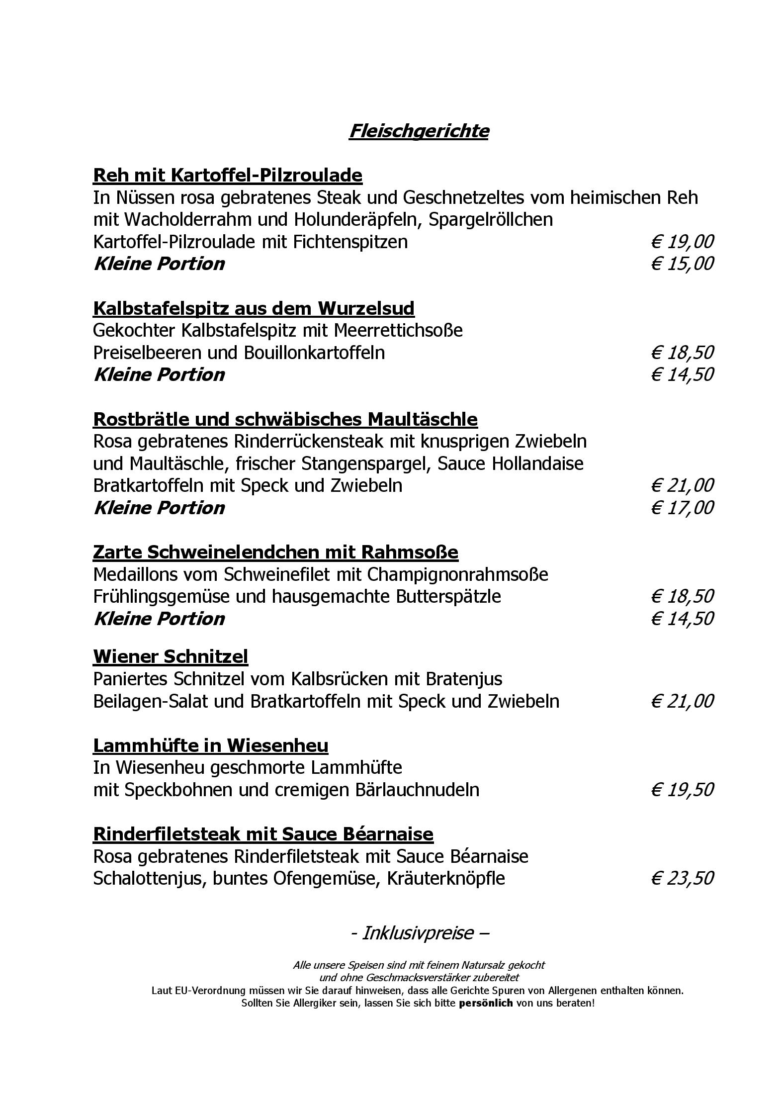 Speisekarte Schwarzwaldhotel Tanne Tonbach in Baiersbronn, Seite 3