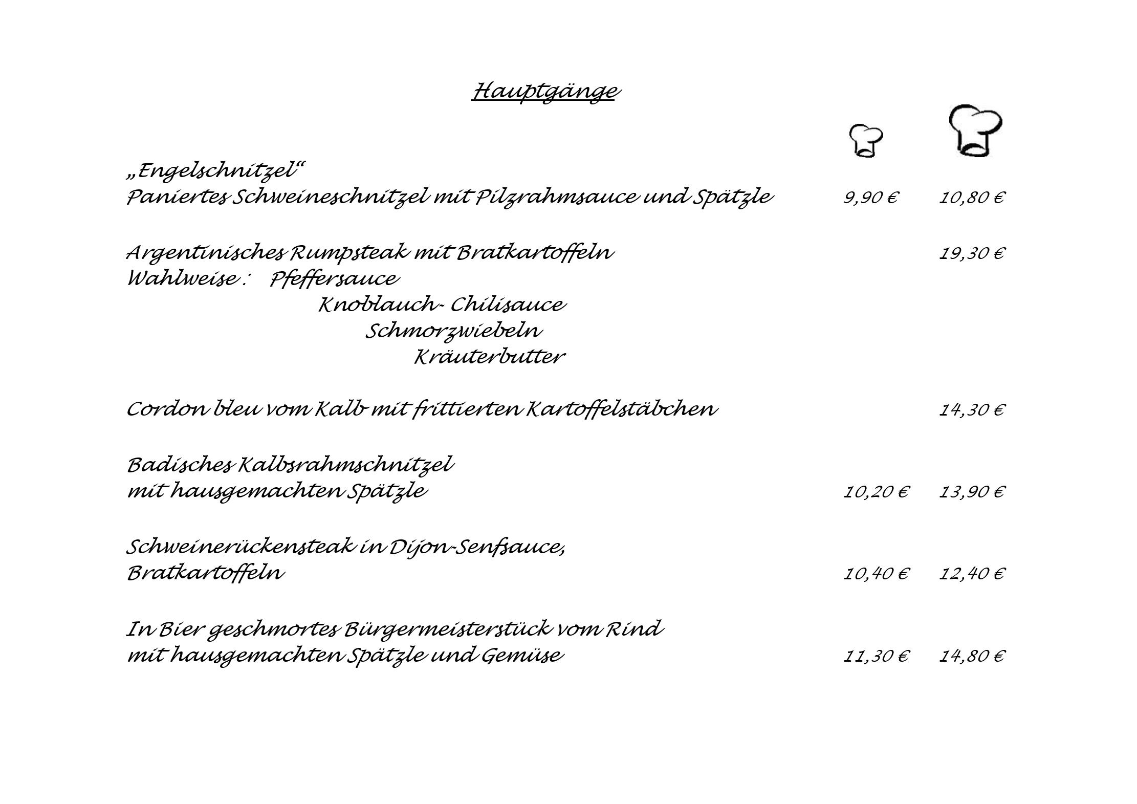 Speisekarte Hotel & Gasthaus Engel in Rastatt, Seite 4